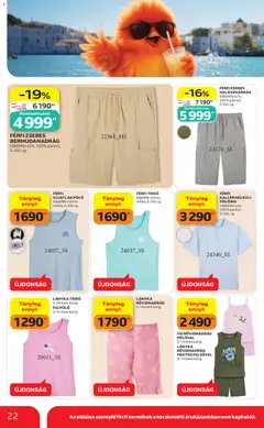 Auchan Nyári extra ajánlataink - amely érvényes a következő dátumtól: 11.06.2026 | Oldal: 22 | Termékek: Halásznadrág, Bermudanadrág, Pólóing, Rövidnadrág