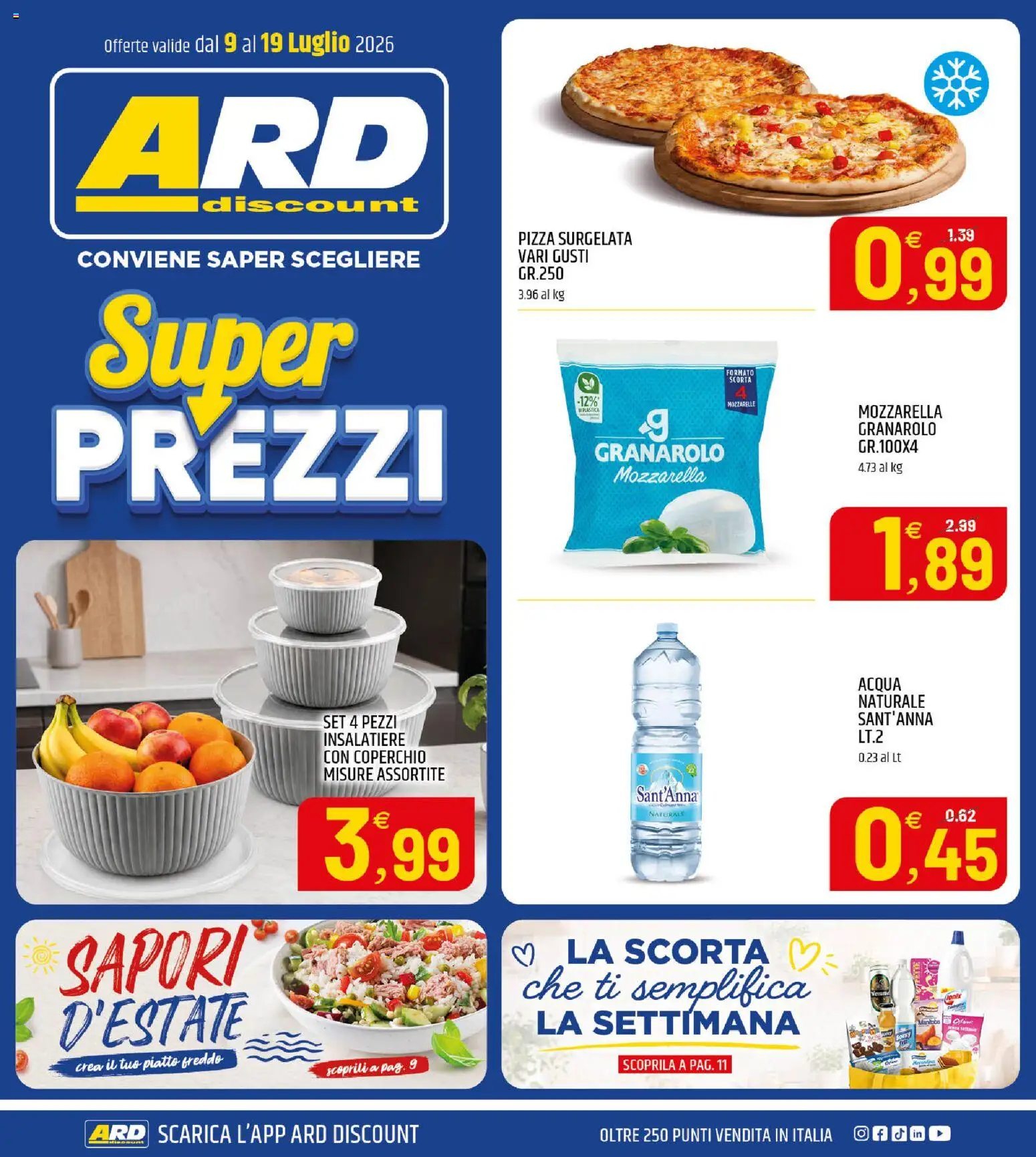 Volantino ARD Discount del 09/07/2026 | Pagina: 1 | Prodotti: Acqua, Mozzarella, Acqua naturale, Piatto