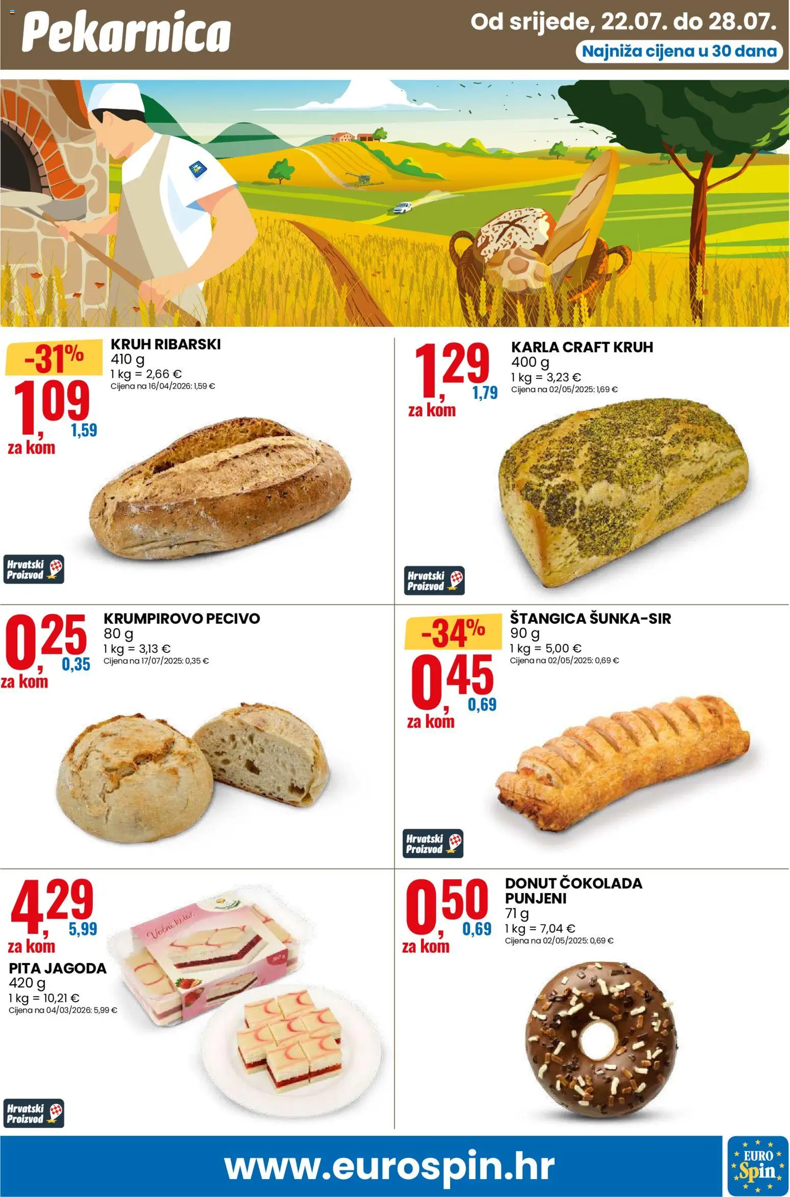 Eurospin katalog | vrijedi od 22.07.2026 | Stranica: 11 | Proizvodi: Kruh, Čokolada, Pita, Pecivo