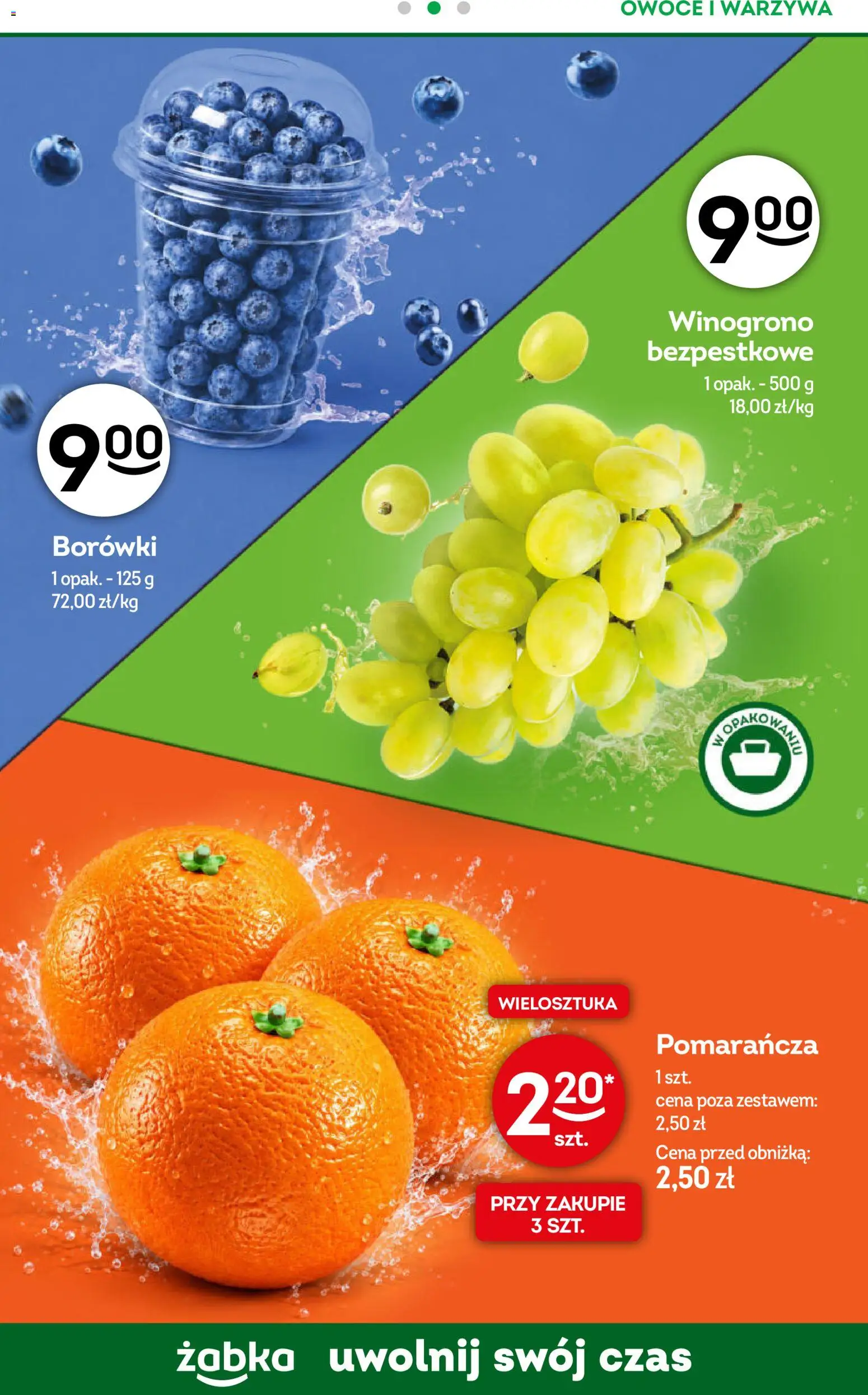 Żabka gazetka - Codzienne produkty od 21.10.2026 | Strona: 9 | Produkty: Borówki, Winogrono, Warzywa, Owoce