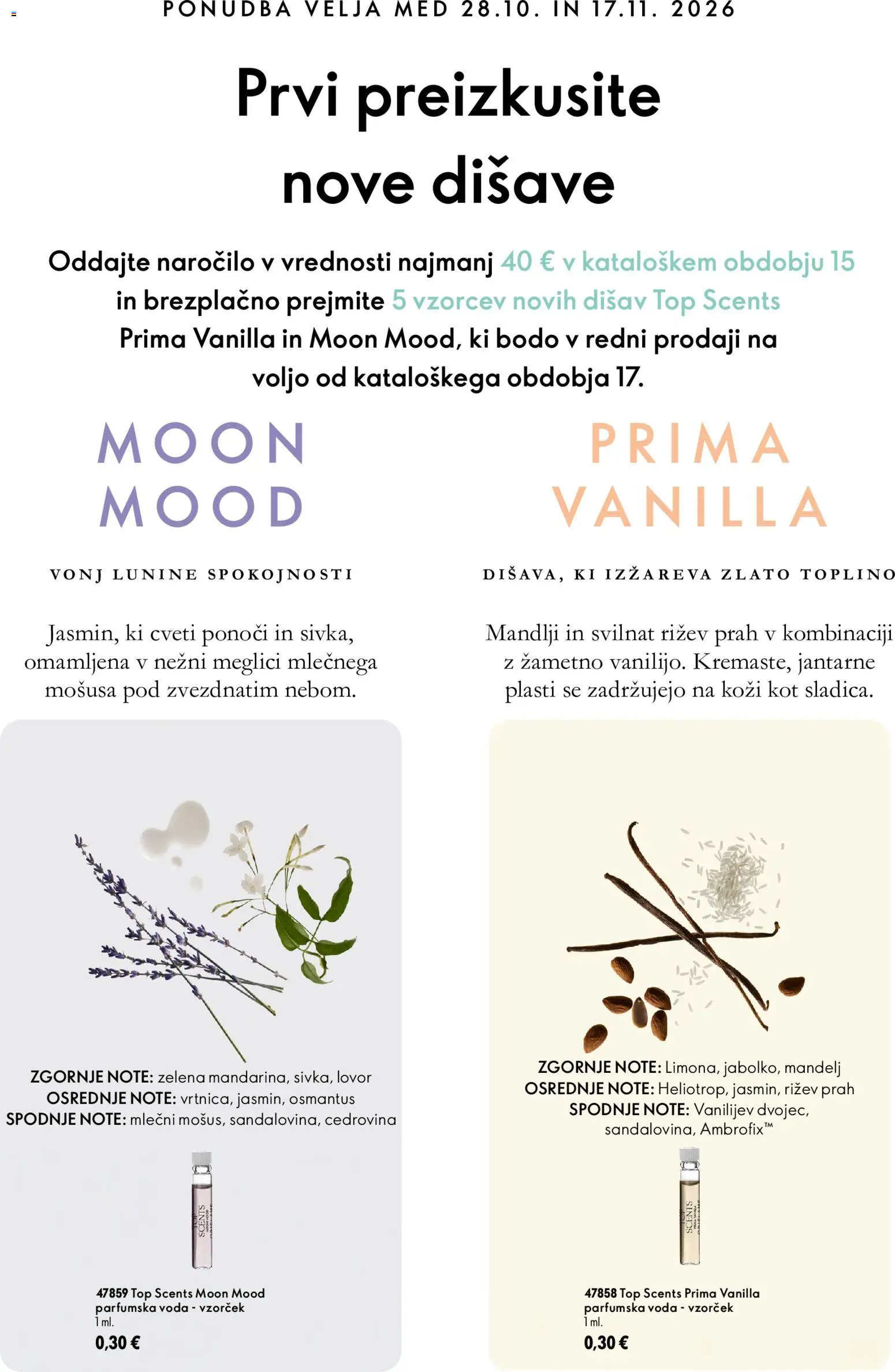 Novi Oriflame katalog ponudbe – veljaven od 28.10.2026 | Stran: 15 | Izdelki: Med, Mandlji, Lovor, Parfumska voda