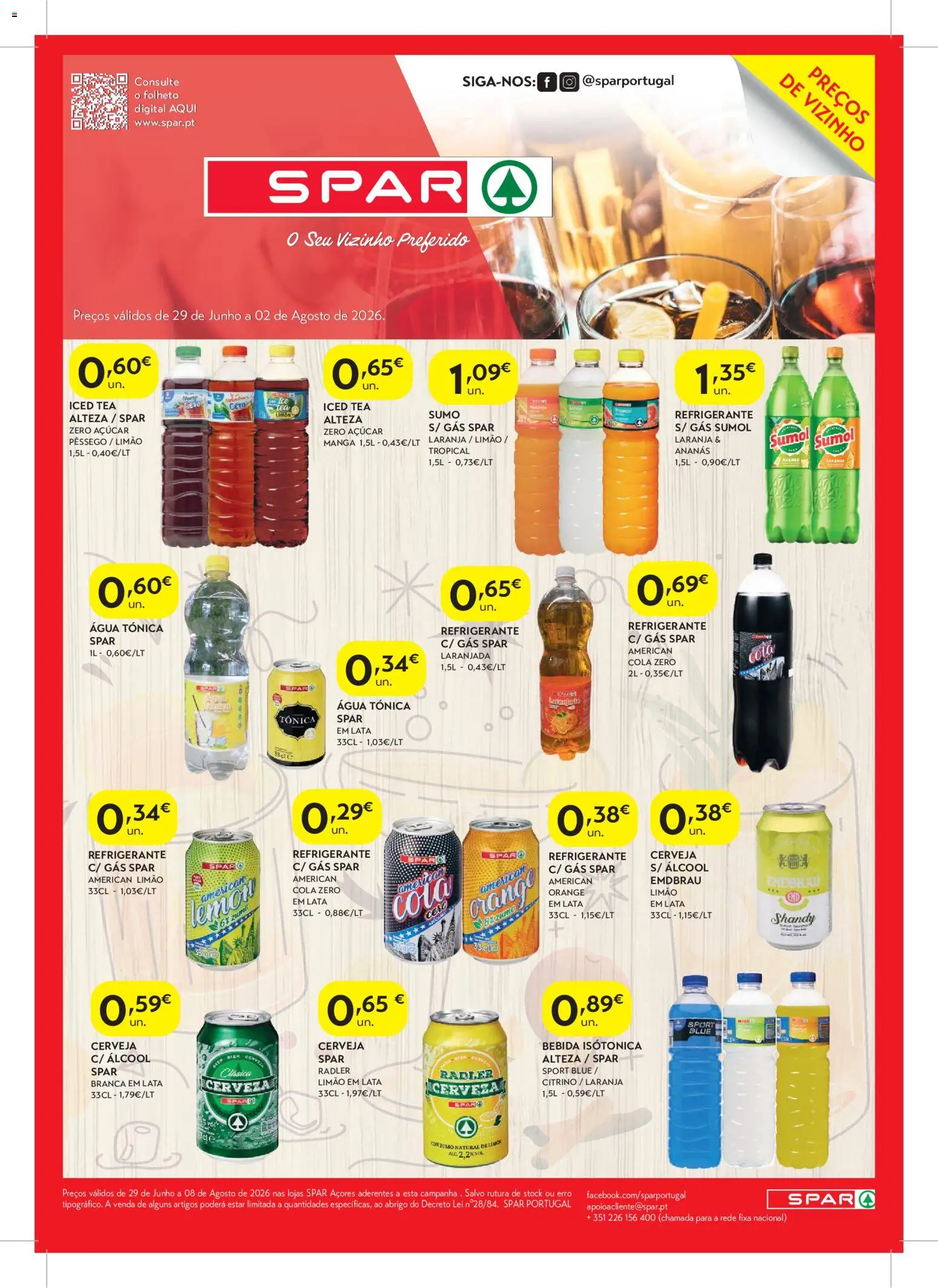 Spar folheto │ válido de 29/06/2026 | Página: 2 | Produtos: Agua, Manga, Radler, Açúcar