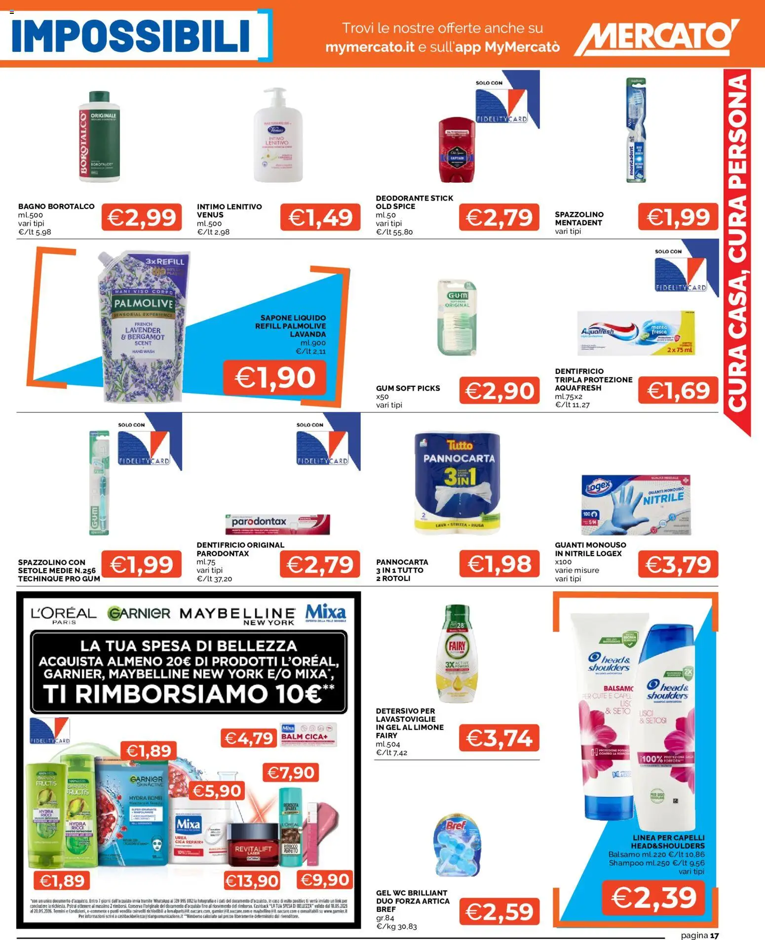 Volantino Mercatò del 24/08/2026 | Pagina: 17 | Prodotti: Balsamo, Spazzolino, Lavastoviglie, Bagno