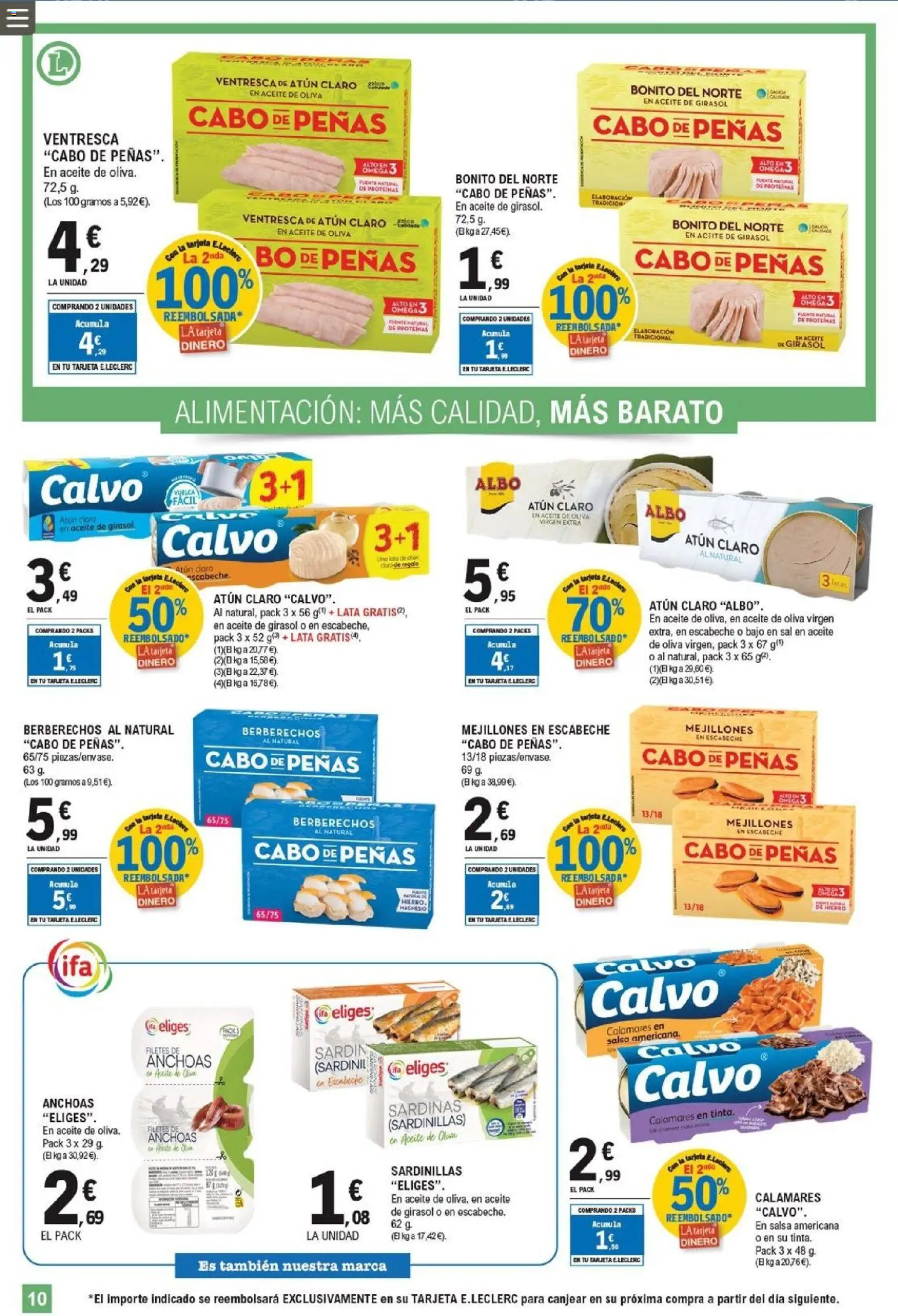 E.Leclerc folleto │ válido desde el 18.05.2026 | Página: 10 | Productos: Sardinillas, Aceite, Aceite de girasol, Atún claro