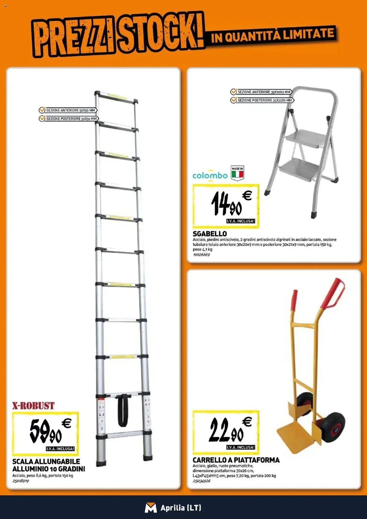 Volantino TECNOMAT del 30/07/2026 | Pagina: 14 | Prodotti: Carrello, Sgabello, Scala, Alluminio