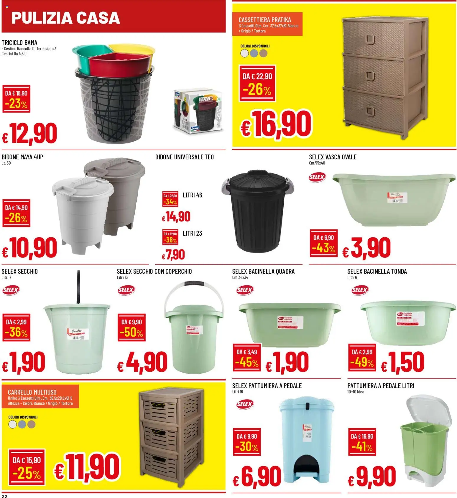 Volantino Galassia del 07/09/2026 | Pagina: 22 | Prodotti: Carrello, Secchio, Pattumiera, Cassettiera