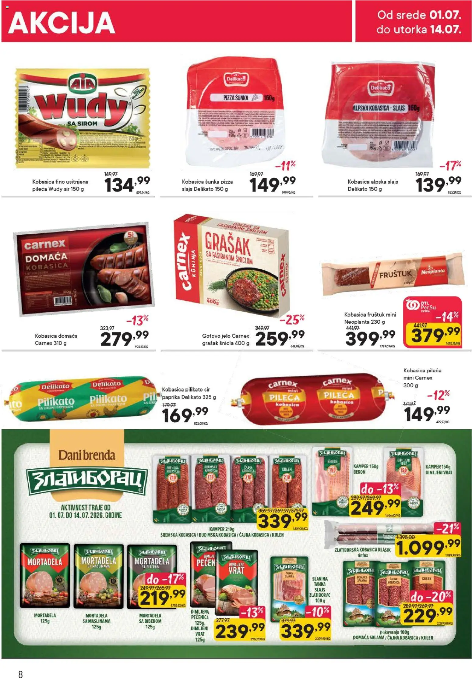 PerSu katalog - važi od 01.07.2026 | Strana: 8 | Proizvode: Grašak, Paprika, Kulen, Pečenica