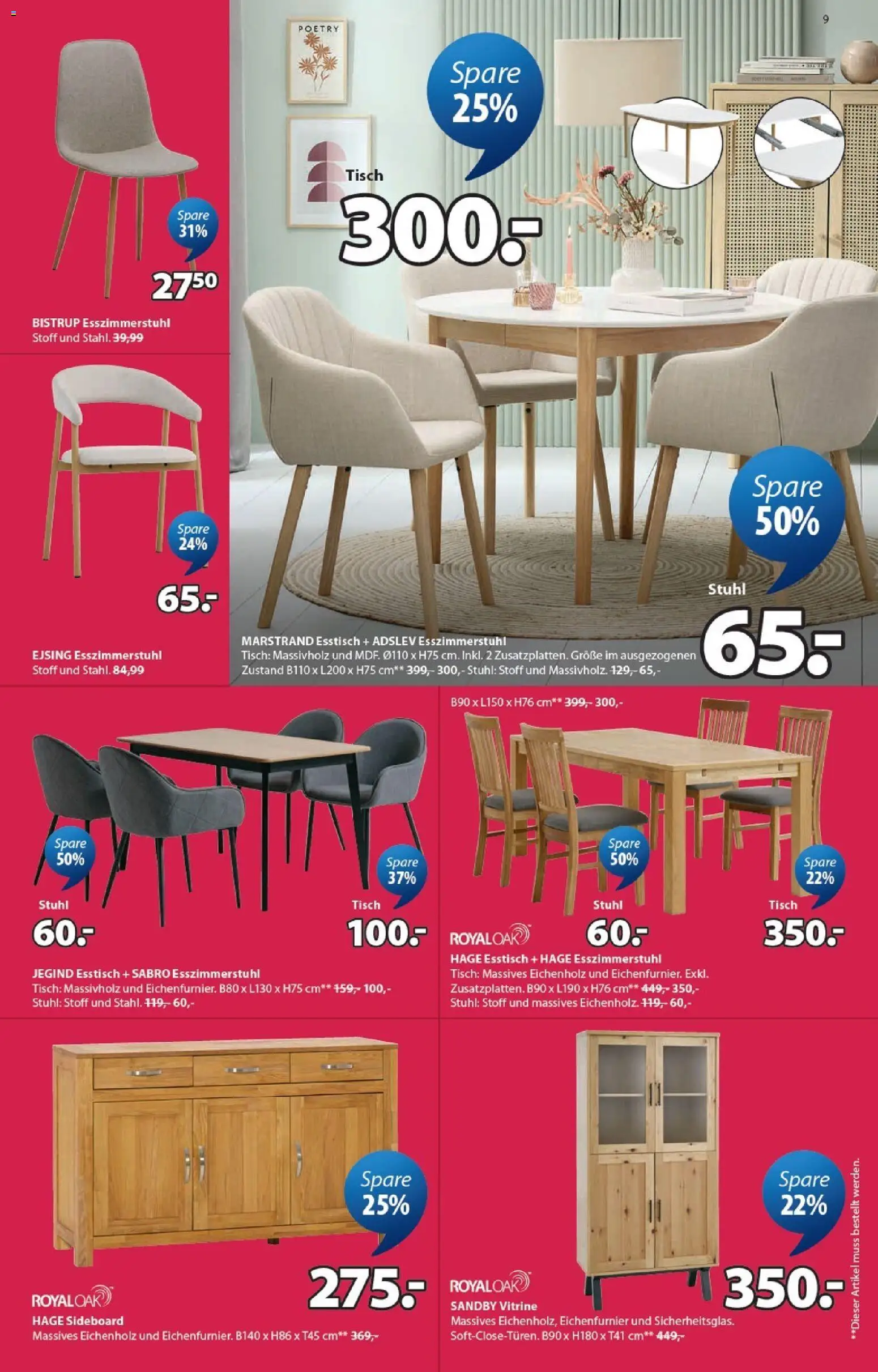 Prospekt JYSK – gültig ab 07.06.2026 | Seite: 9 | Produkte: Sideboard, Esstisch, Tisch, Stuhl