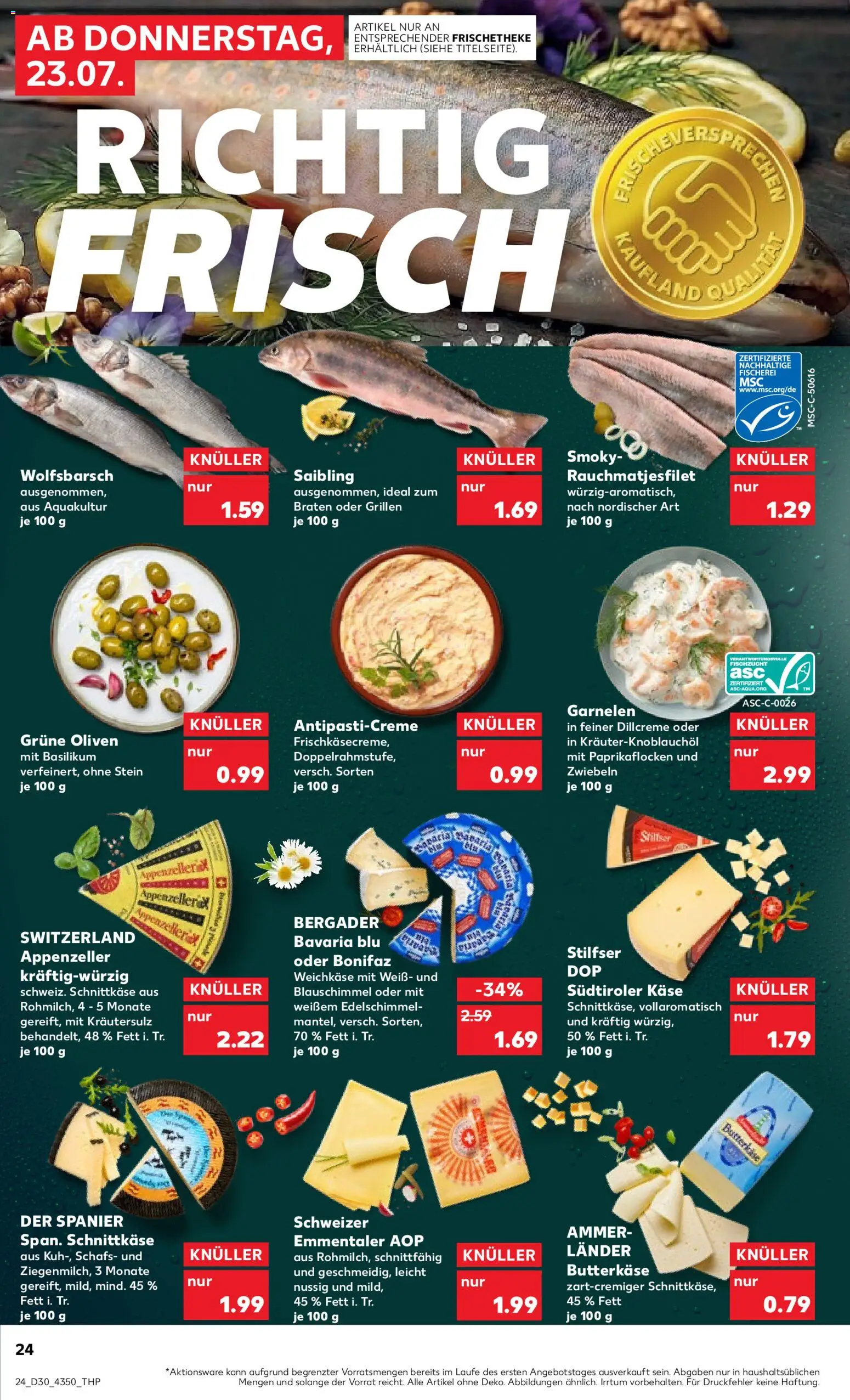 Kaufland Prospekt Potsdam – gültig ab 23.07.2026 | Seite: 24 | Produkte: Käse, Garnelen, Zwiebeln