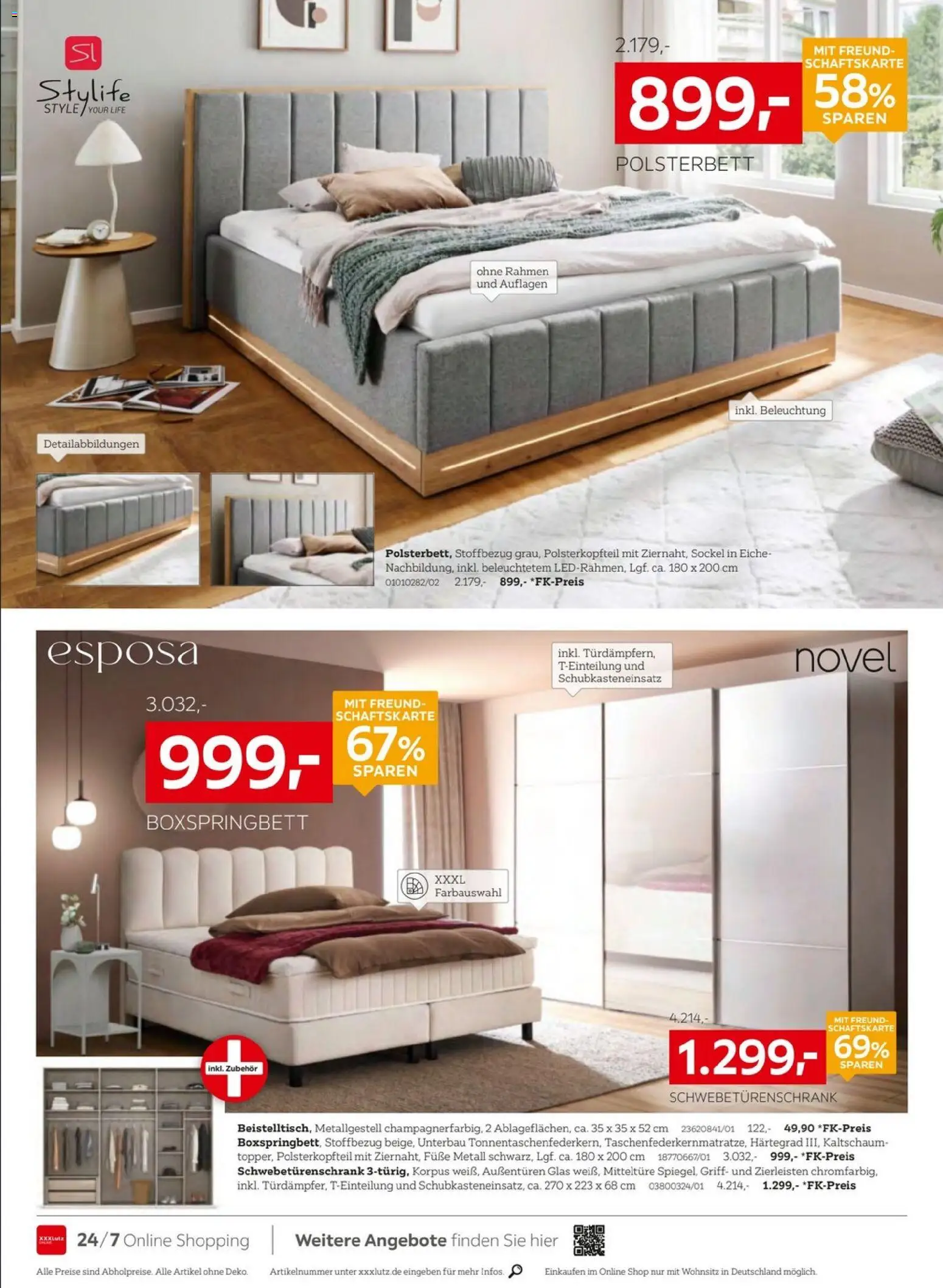 XXXLutz Prospekt – gültig ab 05.09.2026 | Seite: 4 | Produkte: Schwebetürenschrank, Boxspringbett, Polsterbett