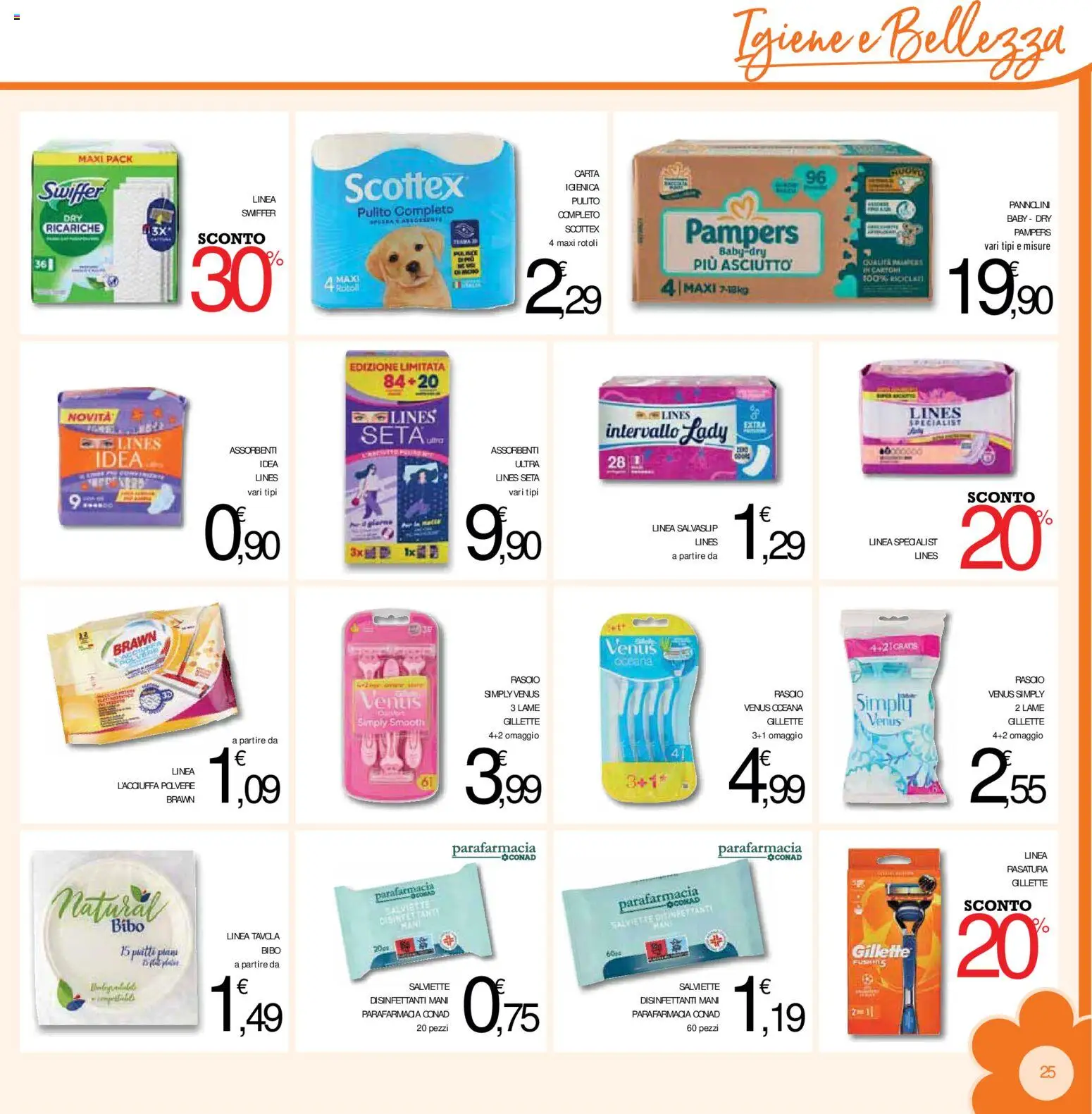 Volantino Conad del 15/07/2026 | Pagina: 25 | Prodotti: Pannolini, Rasoio, Pampers