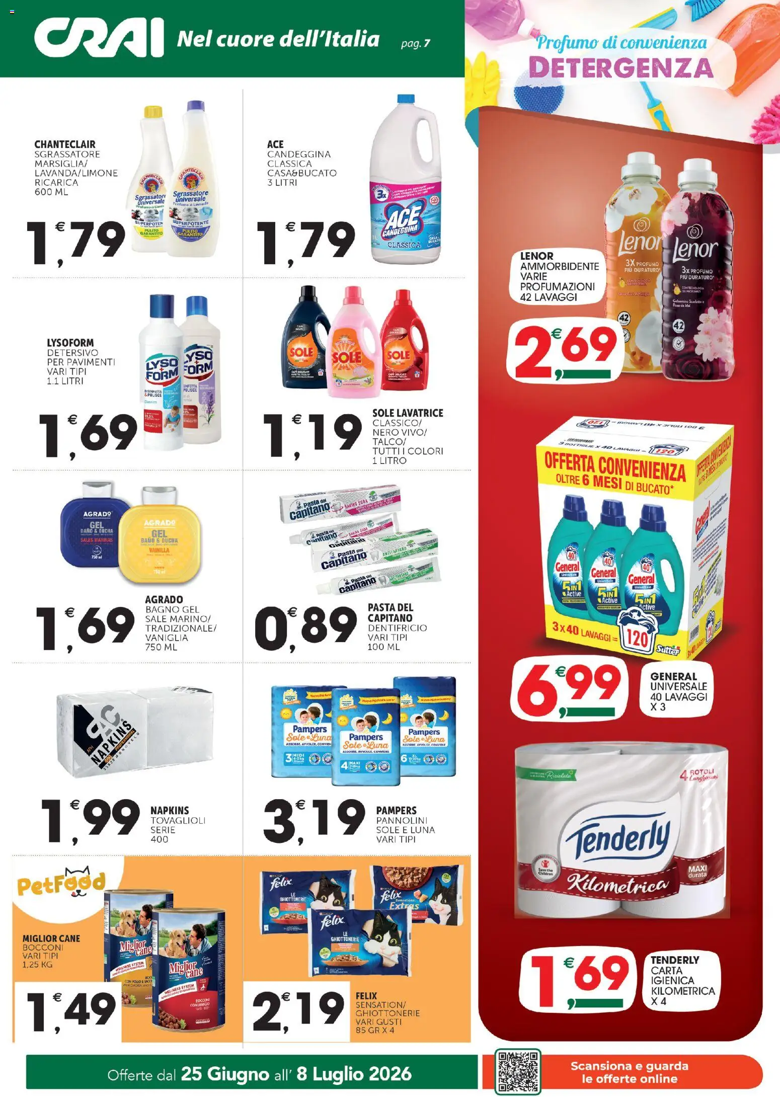 Volantino CRAI del 25/06/2026 | Pagina: 7 | Prodotti: Pollo, Candeggina, Lavatrice, Bagno