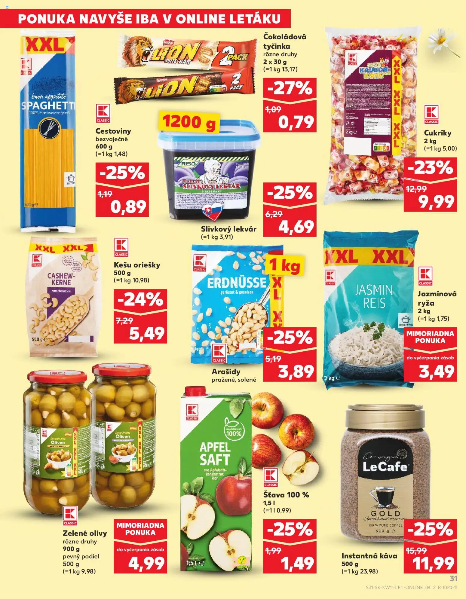 Nové Kaufland akcie – leták je platný od 12.03.2026 | Strana: 31 | Produkty: Ryža, Cestoviny, Cukríky, Arašidy