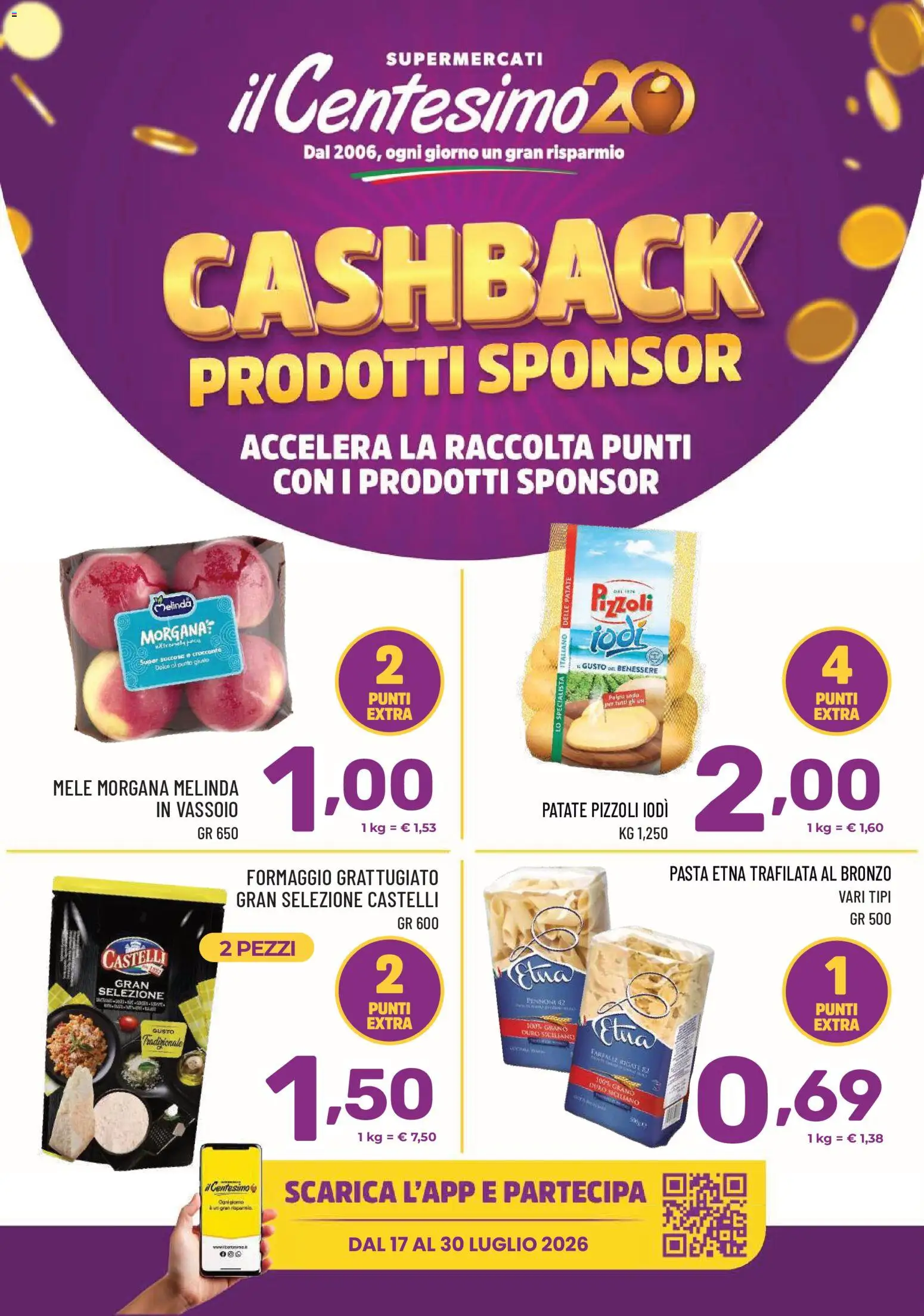 Volantino Il Centesimo del 17/07/2026 | Pagina: 1 | Prodotti: Mele, Patate, Formaggio, Pasta