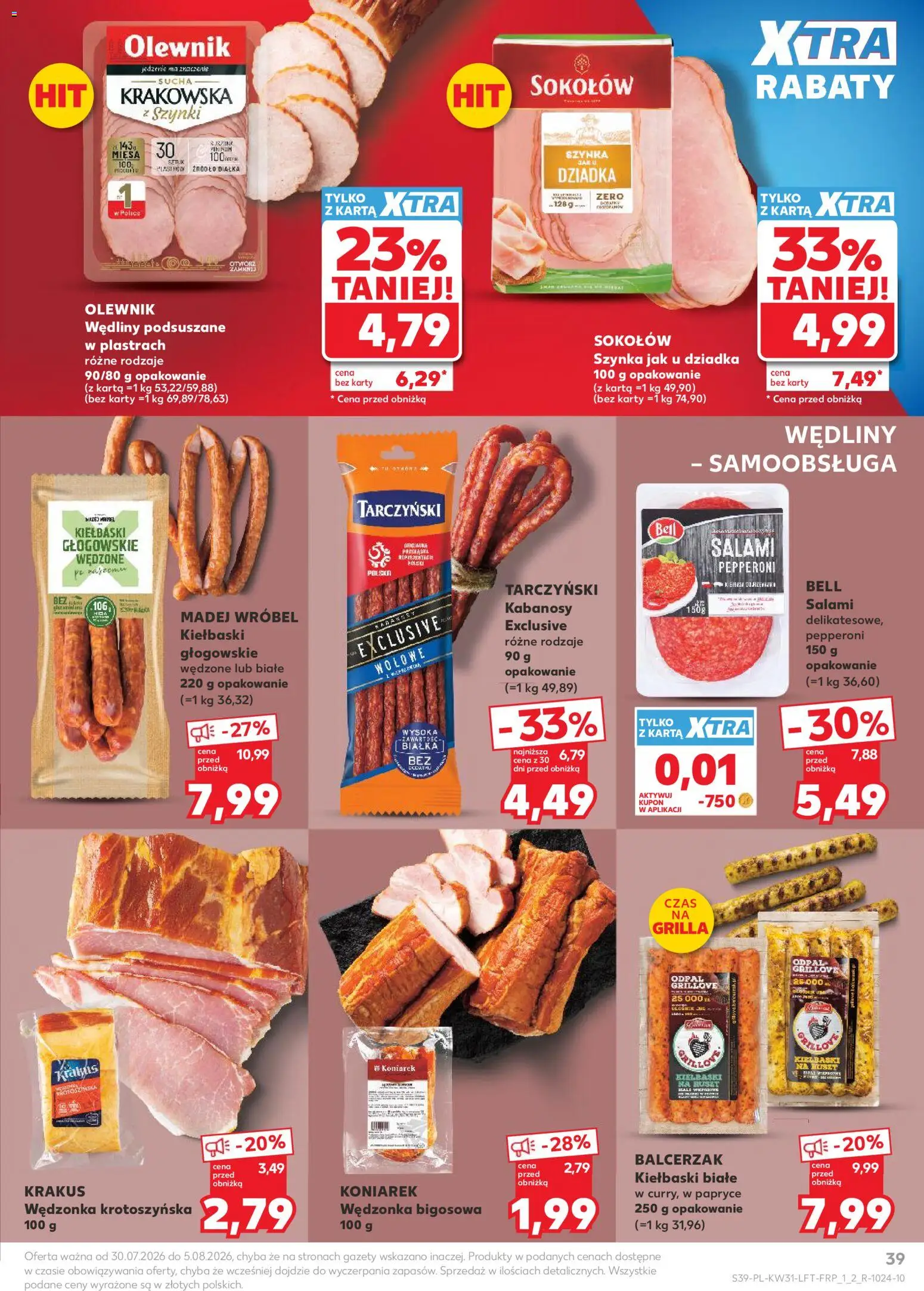 Kaufland gazetka od 30.07.2026 | Strona: 39 | Produkty: Karta, Gazety, Szynka, Salami