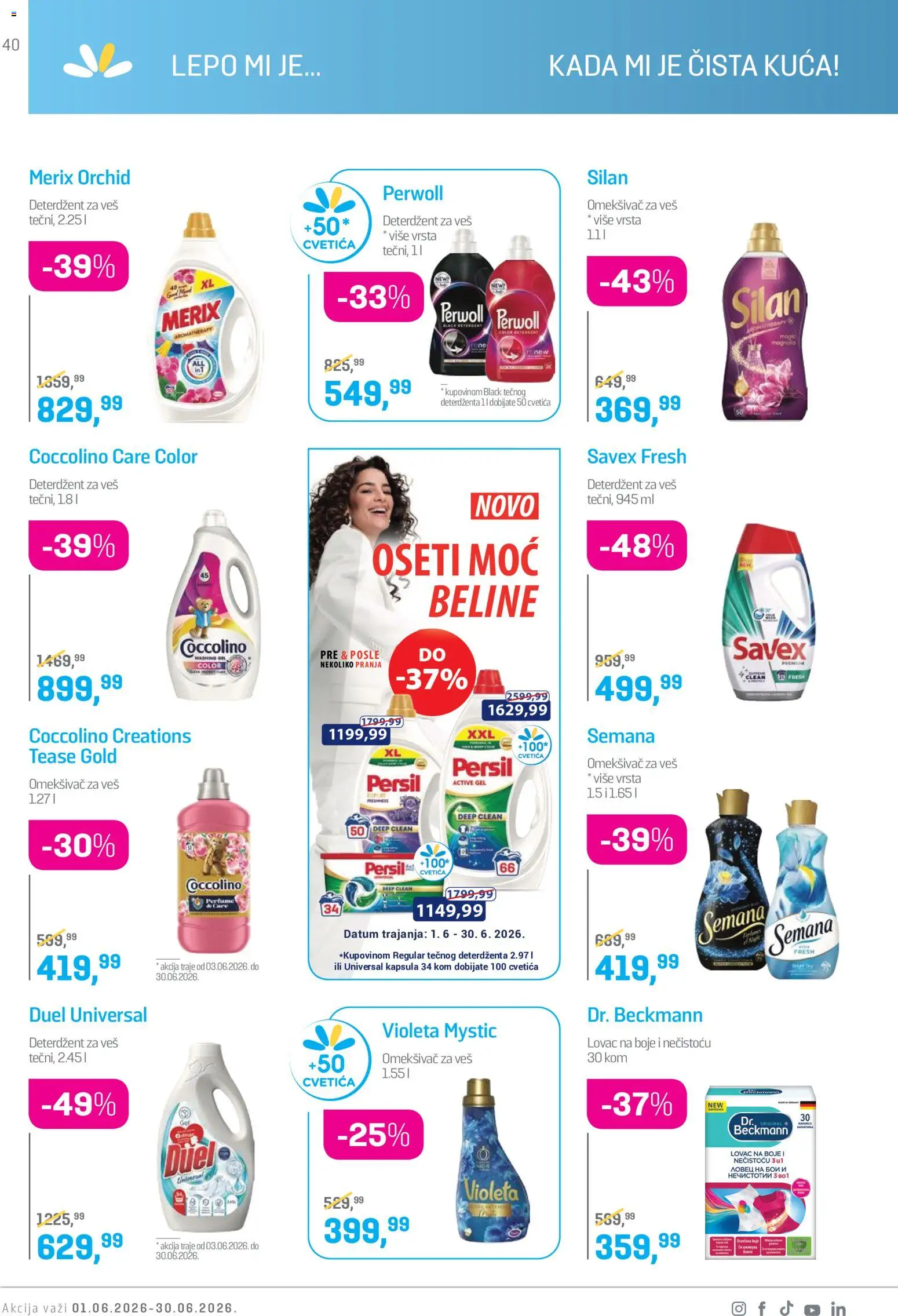 Lilly drogerie katalog - važi od 01.06.2026 | Strana: 40 | Proizvode: Perwoll, Silan, Coccolino, Persil