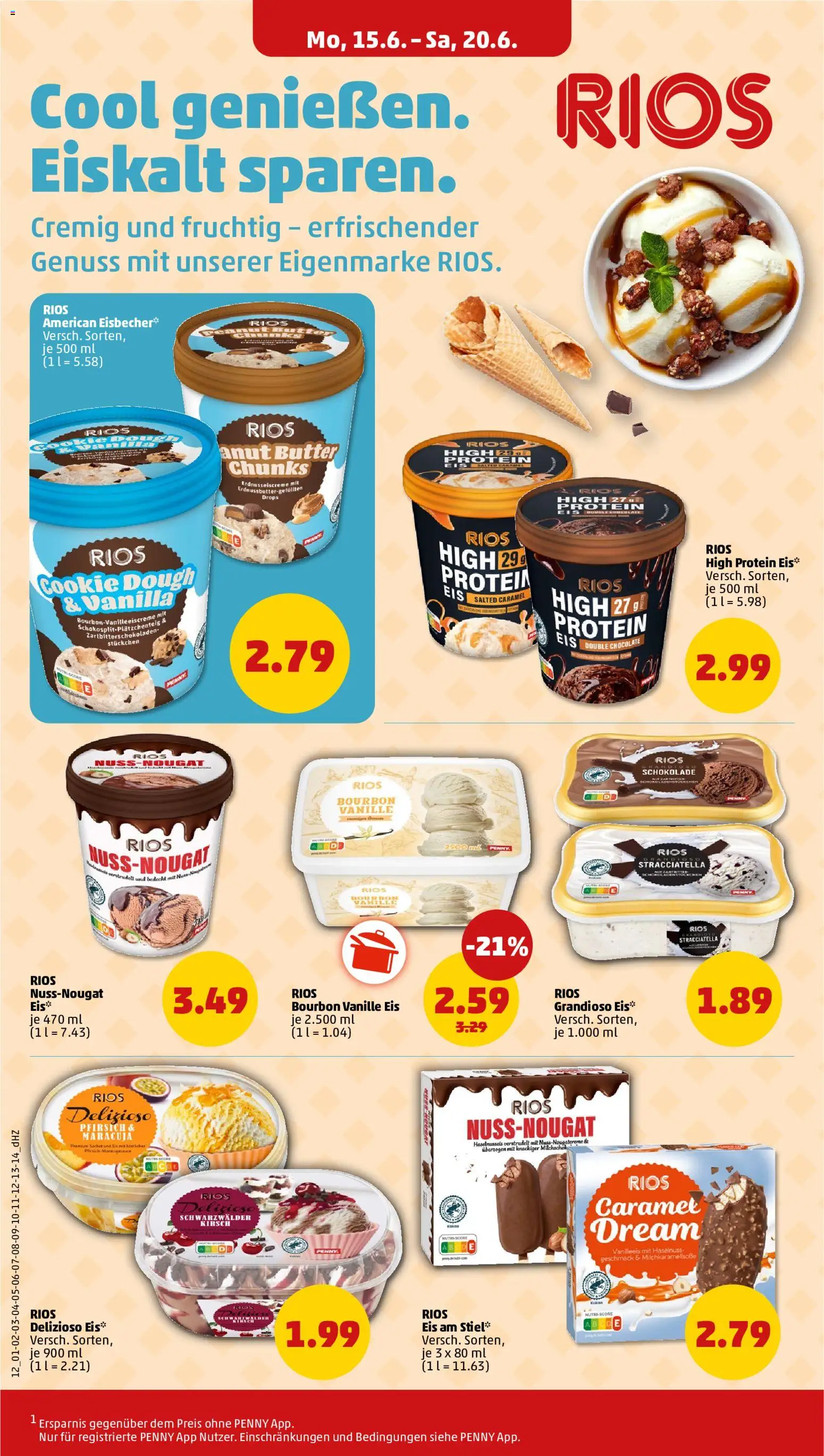 Penny Prospekt – gültig ab 15.06.2026 | Seite: 14 | Produkte: Butter, Schokolade, Bourbon, Eis