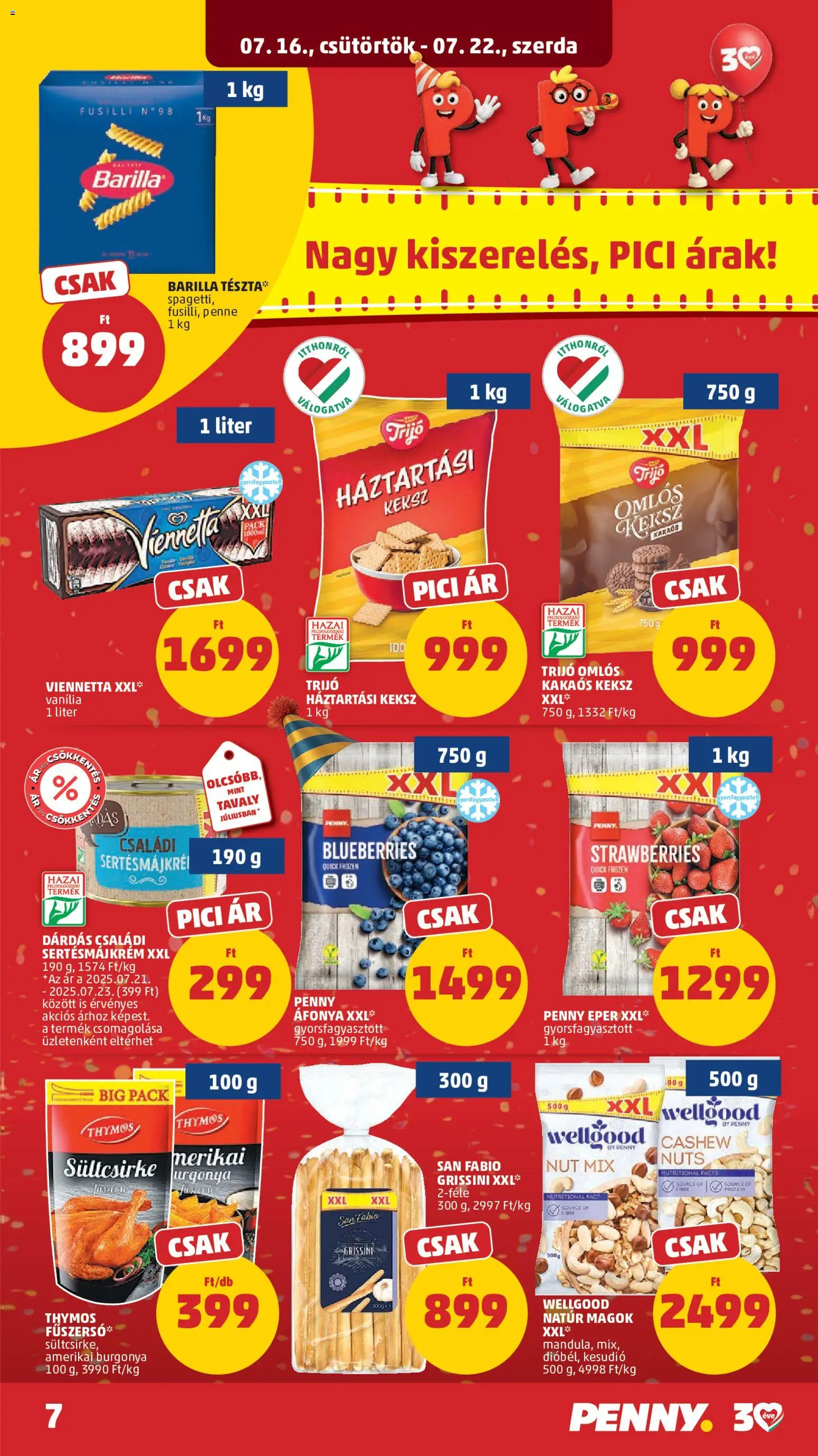 PENNY akciós ujság - amely érvényes a következő dátumtól: 2026.07.16. | Oldal: 11 | Termékek: Áfonya, Barilla tészta, Vanília, Amerikai burgonya