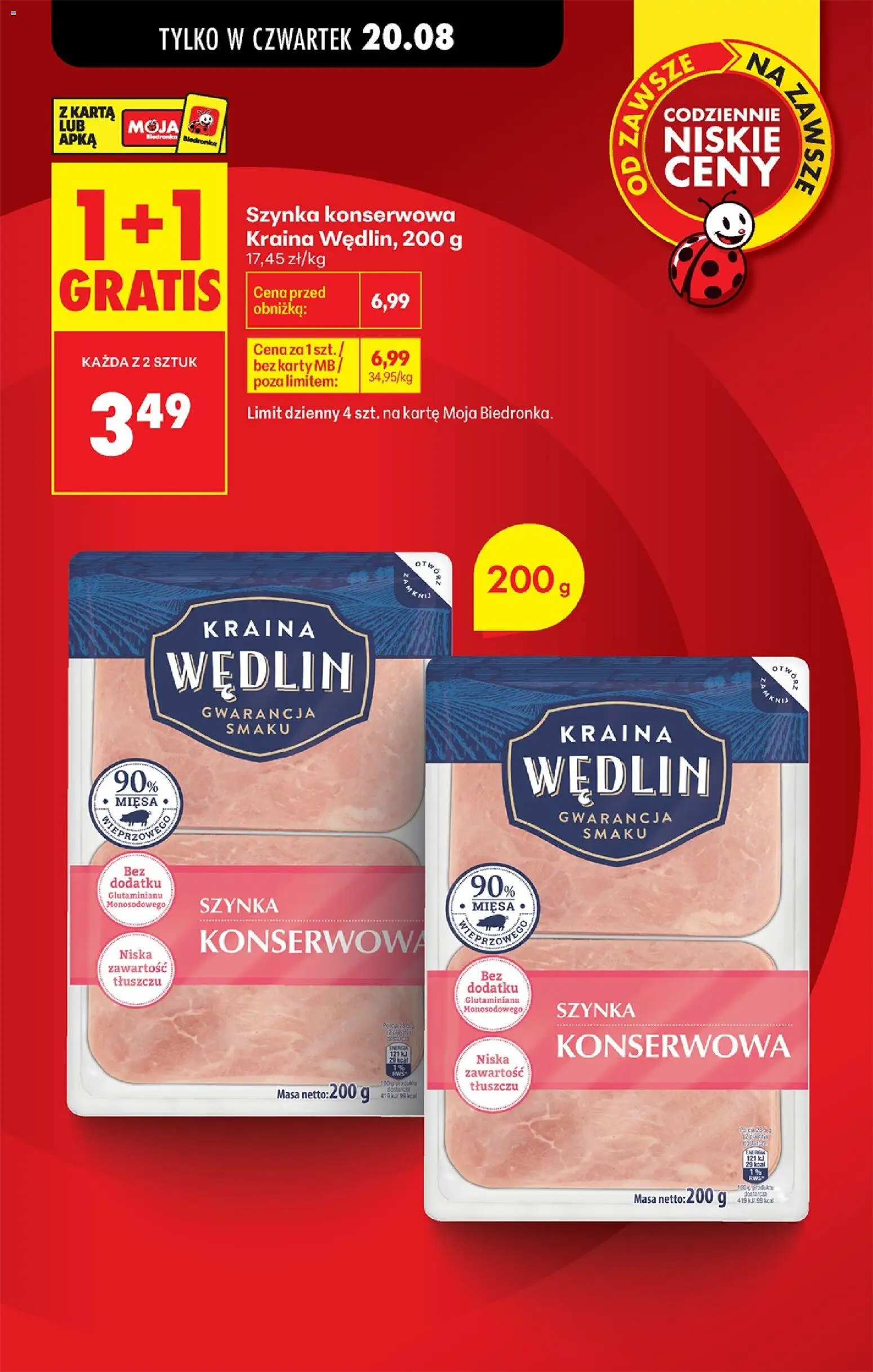 Biedronka gazetka od czwartku od 20.08.2026 | Strona: 18 | Produkty: Karta, Szynka konserwowa, Szynka