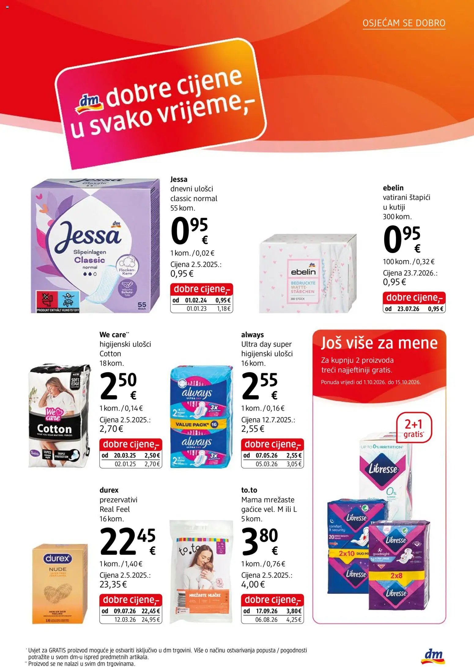 DM katalog | vrijedi od 01.10.2026 | Stranica: 19 | Proizvodi: Dnevni ulošci, Gaćice, Štapići, Libresse