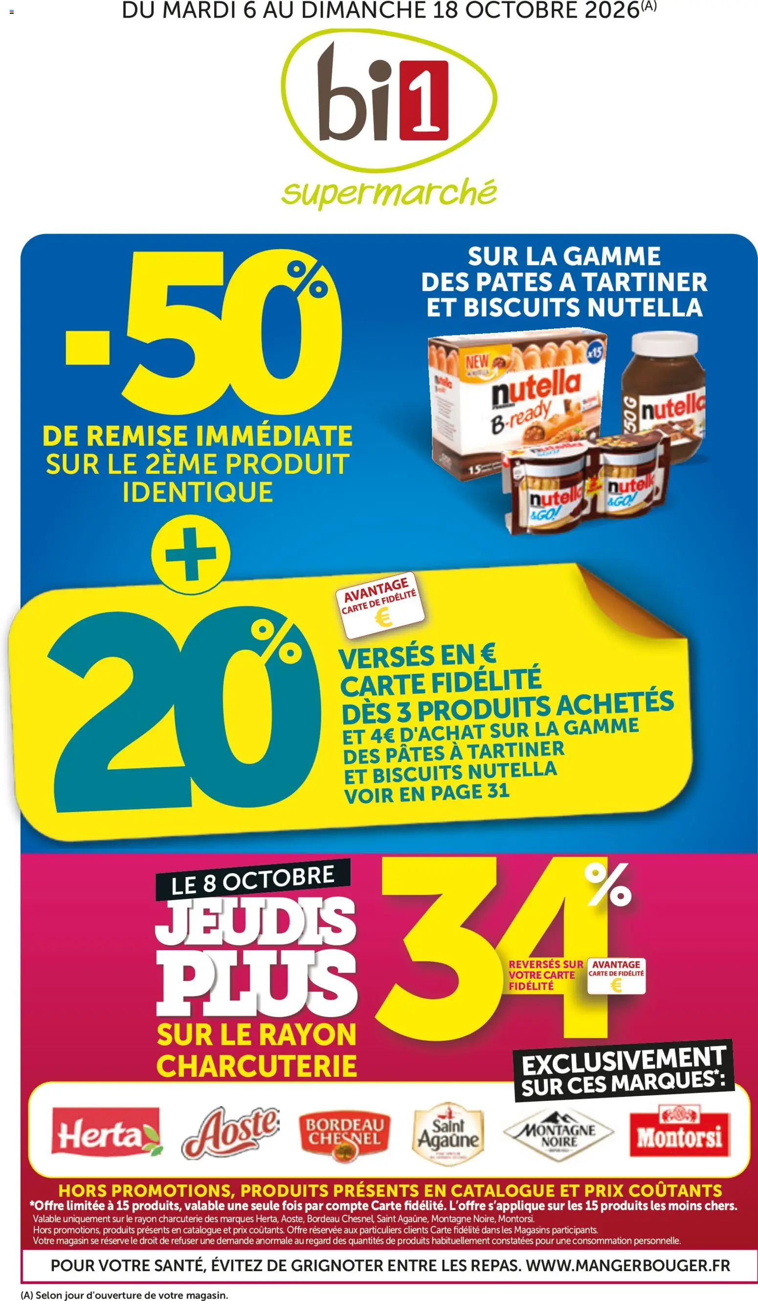 {H1} | Page: 1 | Produits: Charcuterie, Saint Agaune, Nutella, Biscuits