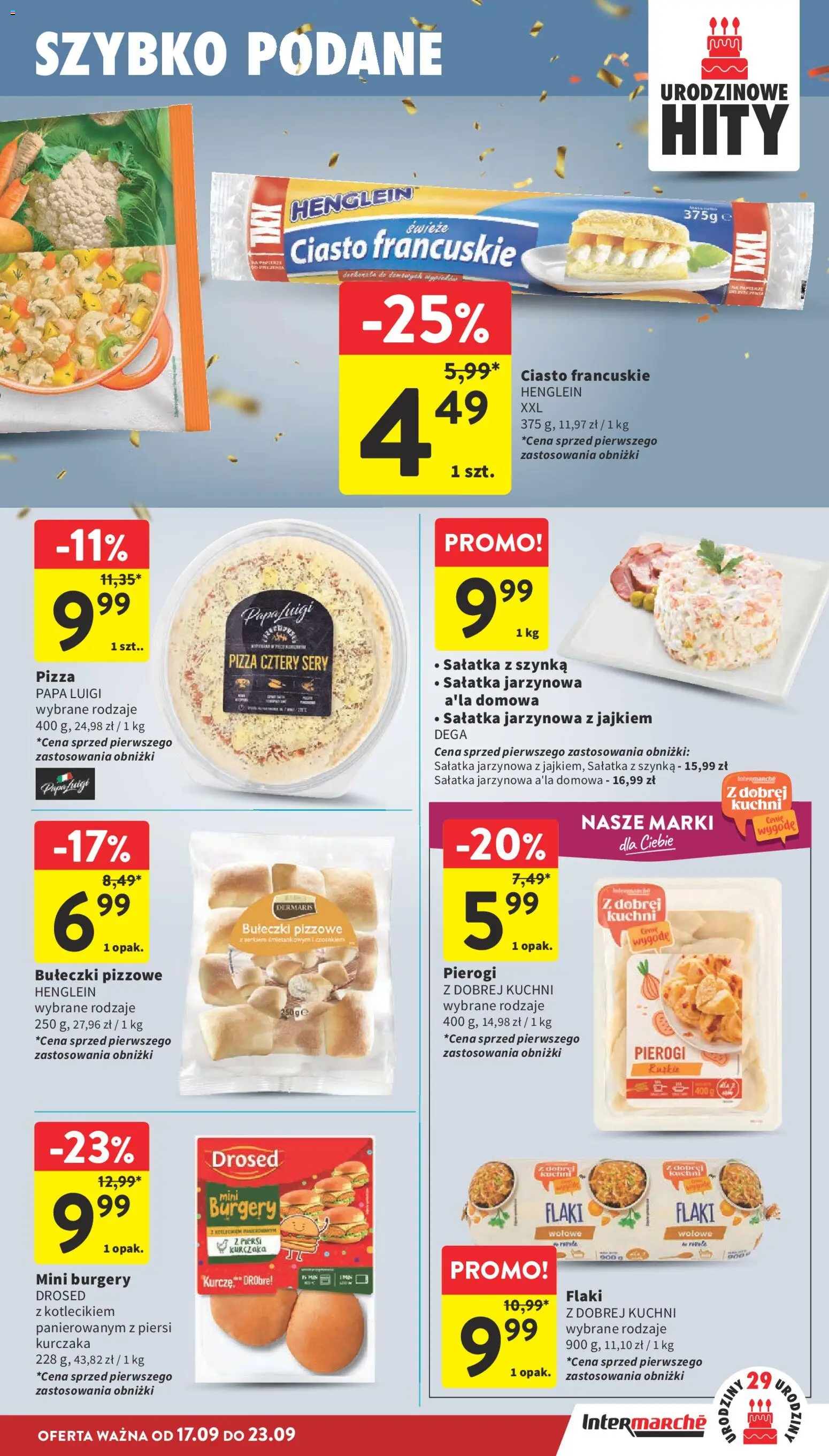Intermarche gazetka od 17.09.2026 | Strona: 21 | Produkty: Piersi, Pizza cztery sery, Flaki, Flaki wołowe