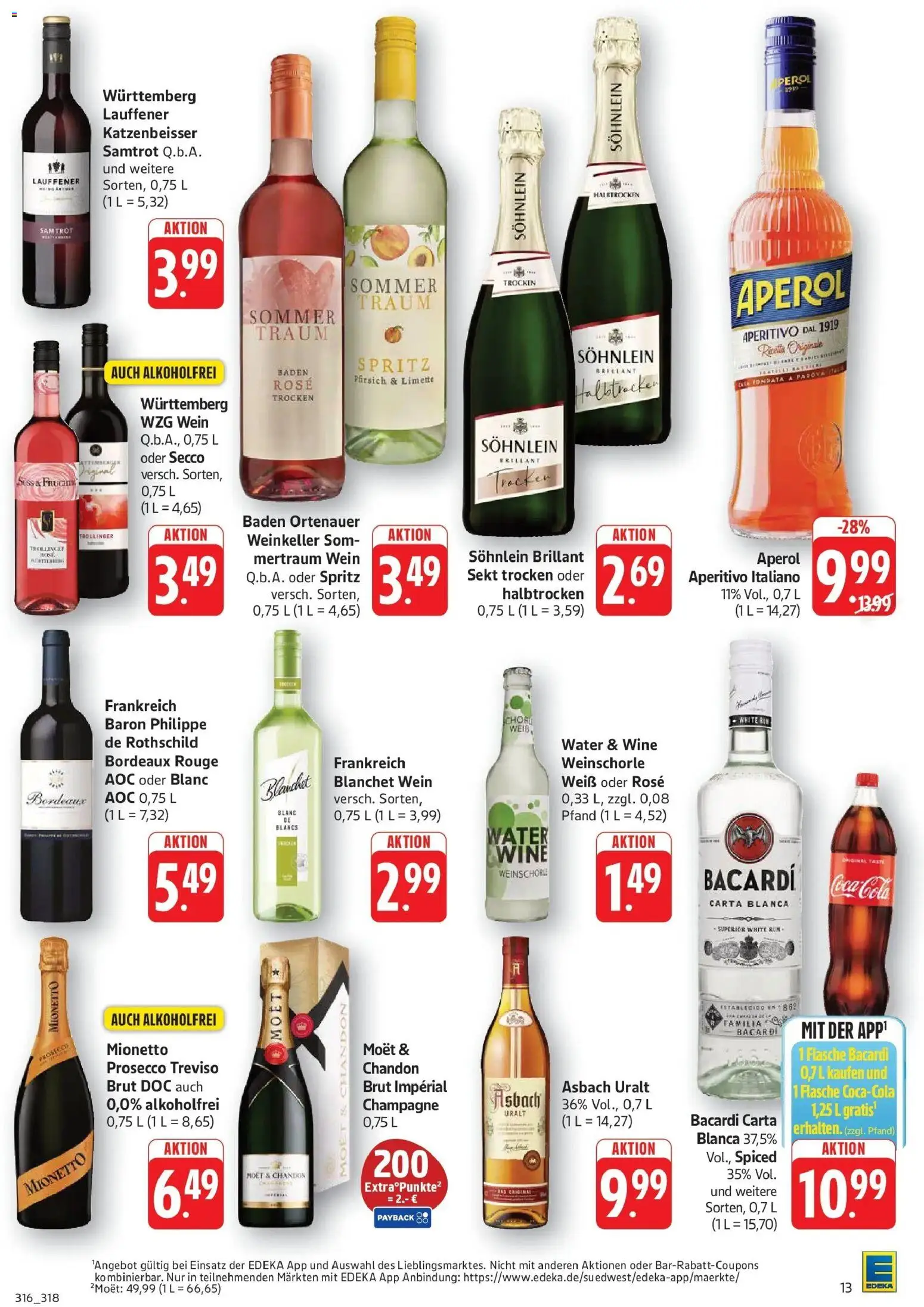 Edeka Prospekt Filderstadt-Bonlanden (ab 14.09.2026) » Angebote Online | Seite: 13 | Produkte: Rum, Limette, Aperol, Asbach