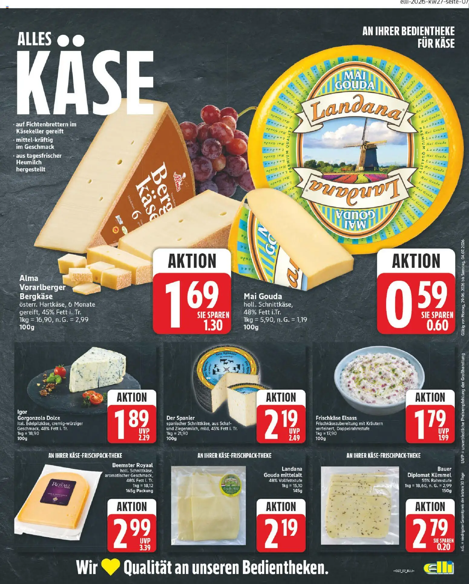 Elli Markt Prospekt Lippstadt – gültig ab 29.06.2026 | Seite: 7 | Produkte: Käse, Gouda, Frischkase