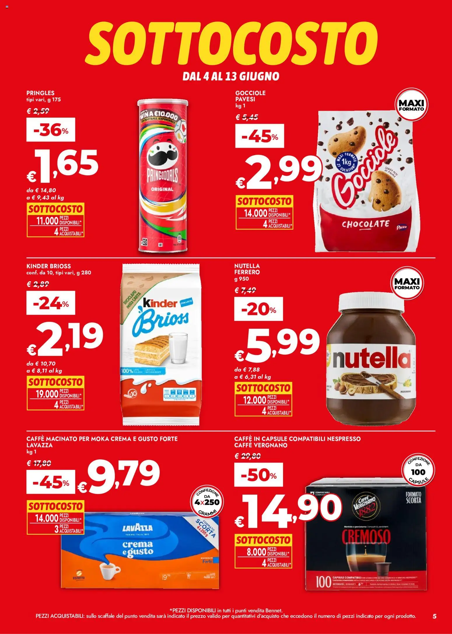 Volantino bennet del 04.06.2026 | Pagina: 5 | Prodotti: Caffè, Nutella, Lavazza, Macinato