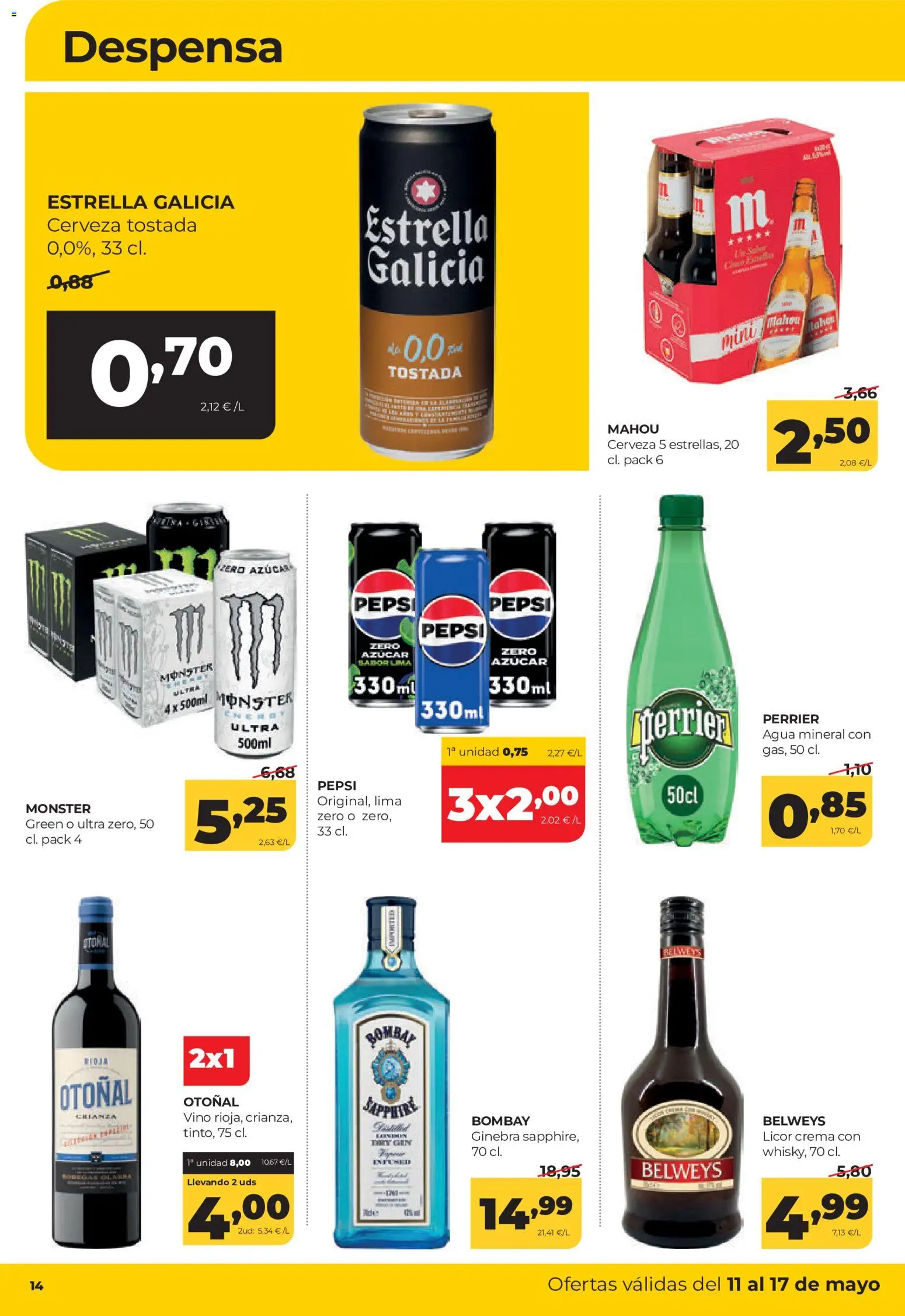 Alimerka folleto Castilla y León │ válido desde el 11.05.2026 | Página: 14 | Productos: Lima, Cerveza, Ginebra, Crema