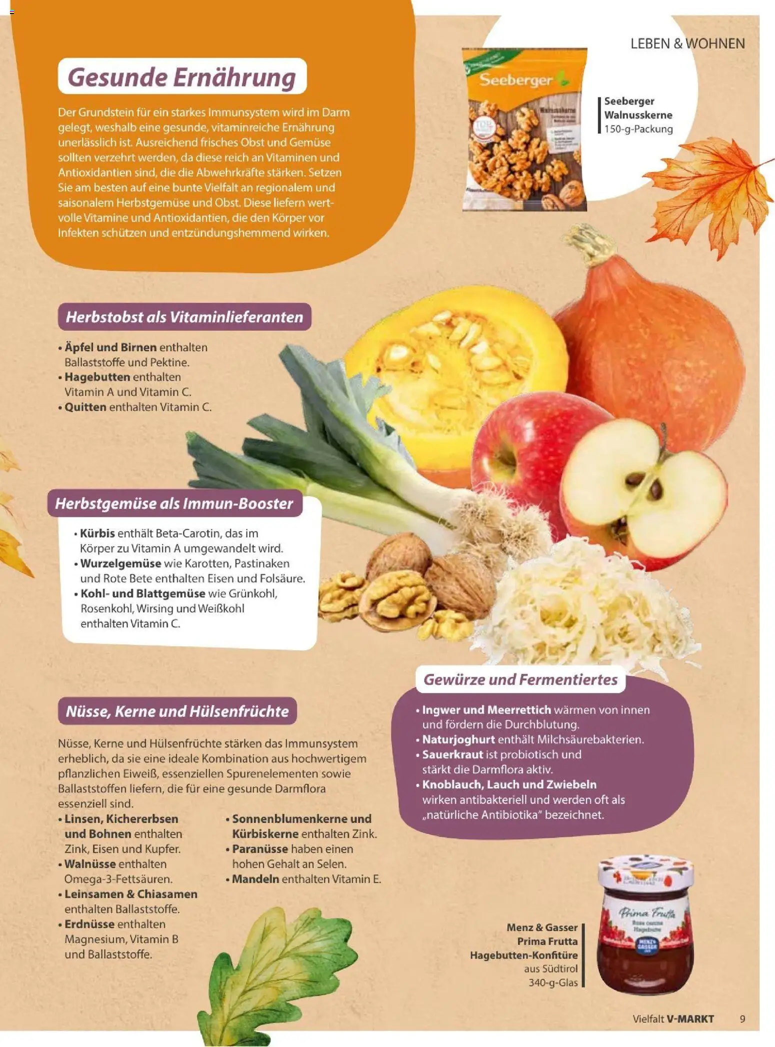 V-Markt Vielfals September / Oktober – gültig ab 01.09.2026 | Seite: 9 | Produkte: Erdnüsse, Zwiebeln, Gemüse, Lauch
