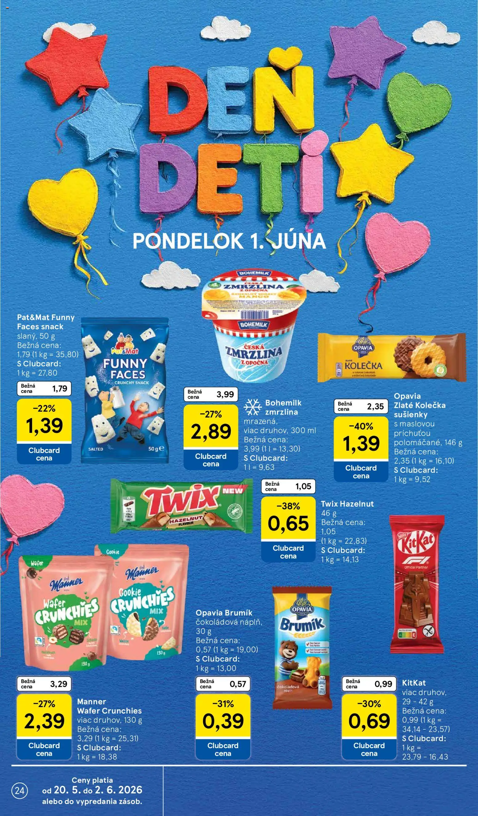 Nové Tesco akcie – leták je platný od 20.05.2026 | Strana: 24 | Produkty: Zmrzlina