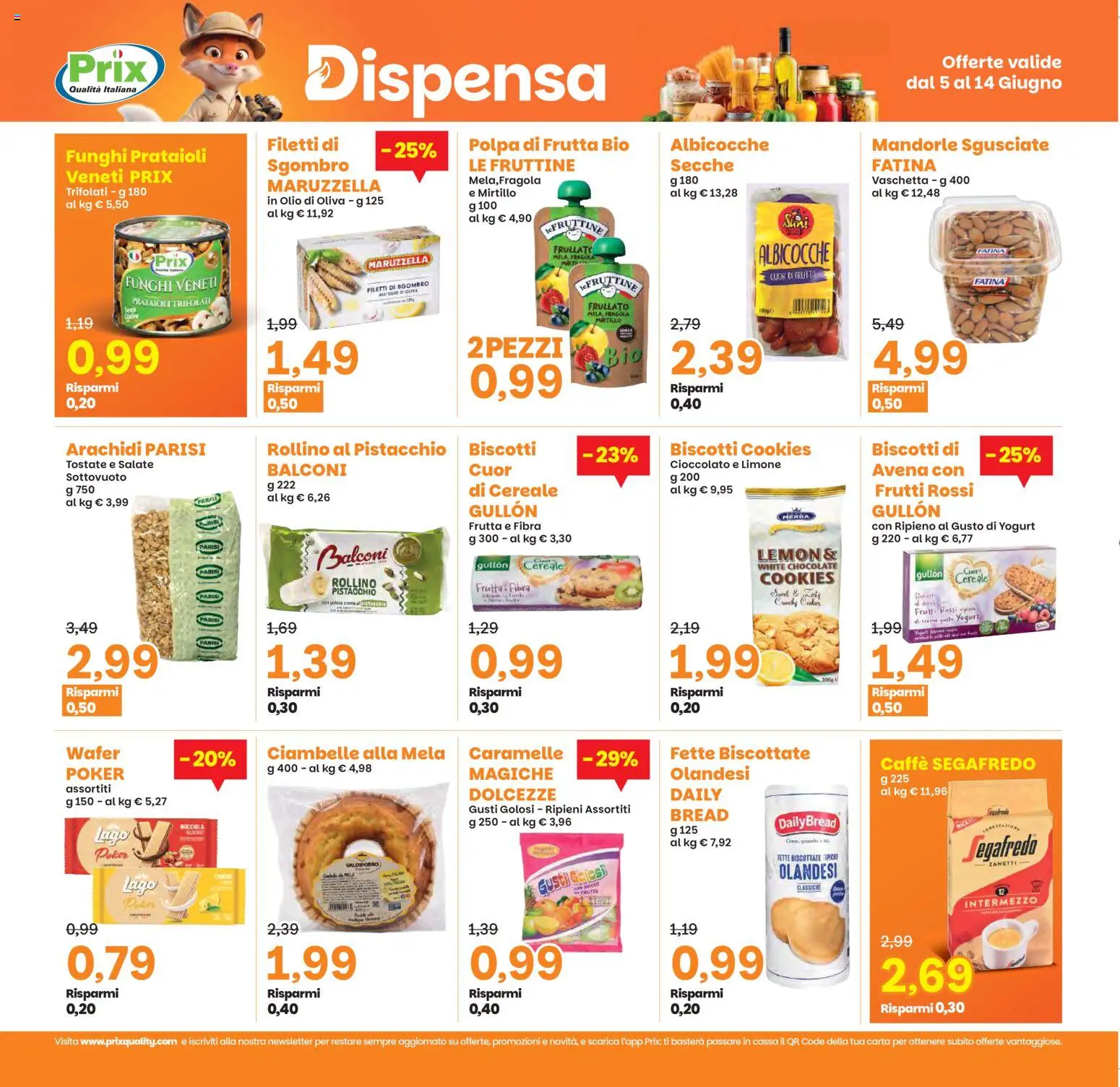 Volantino Prix del 05.06.2026 | Pagina: 16 | Prodotti: Ciambelle, Yogurt, Frutta, Sgombro