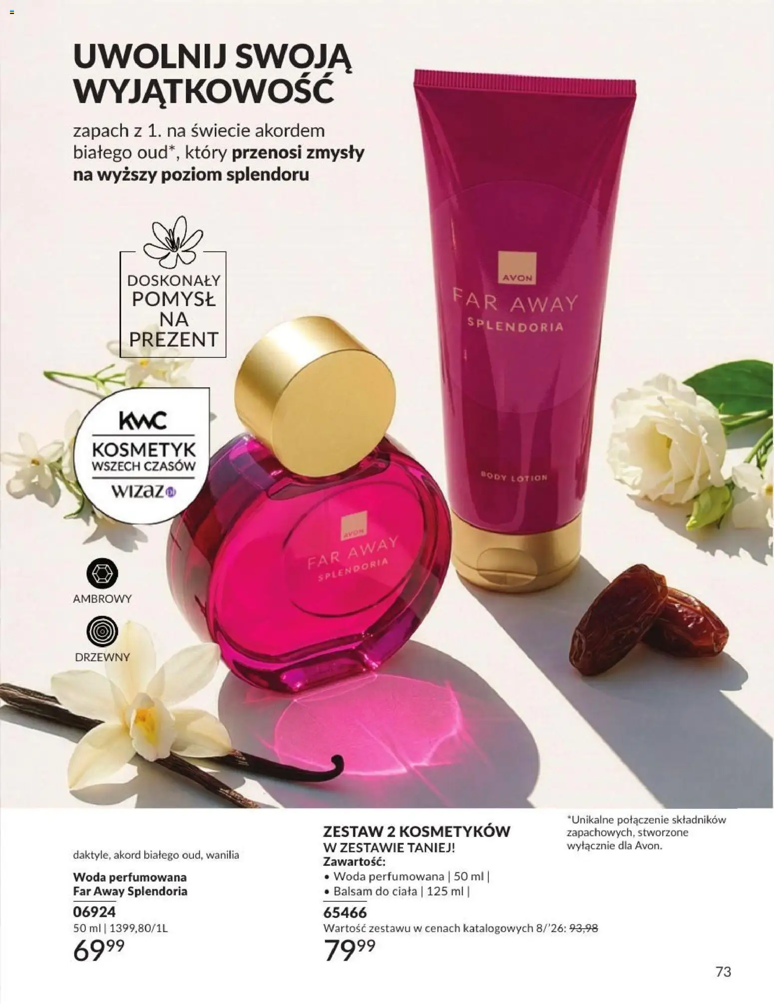 Avon Katalog 8 2026 od 01.08.2026 | Strona: 73 | Produkty: Zapach, Lotion, Woda, Wanilia