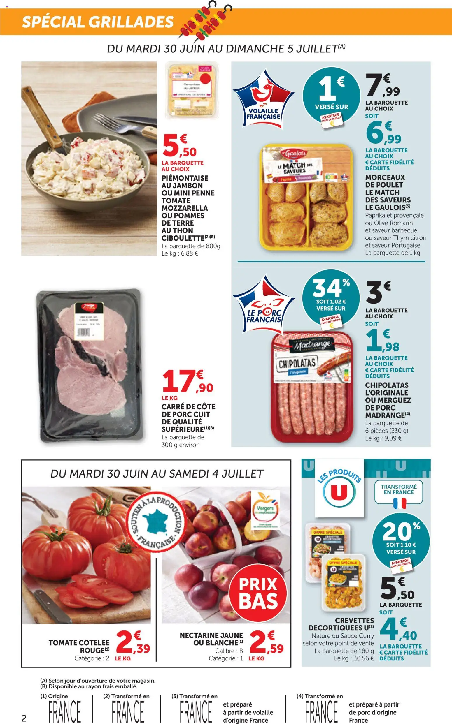 {H1} | Page: 2 | Produits: Nectarine, Olive, Curry, Pommes