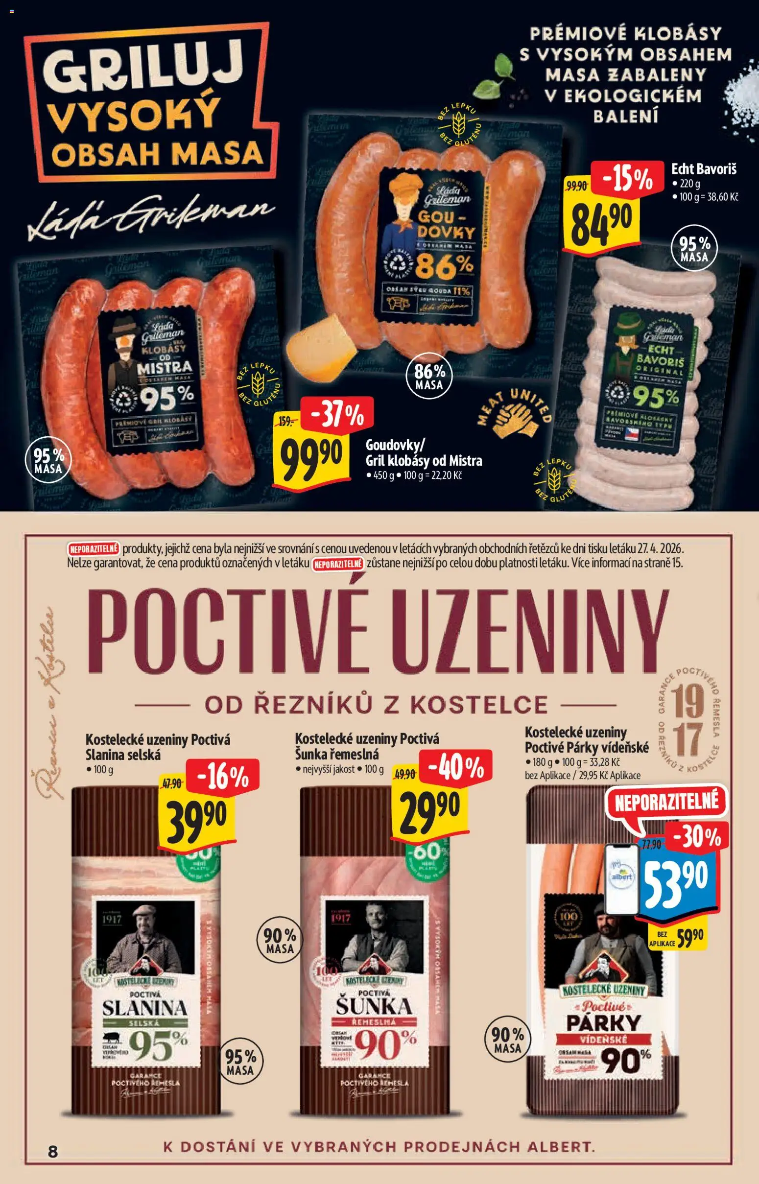 Albert katalog - Hypermarket od 06.05.2026 | Strana: 8 | Produkty: Párky, Klobásy, Uzeniny, Gril