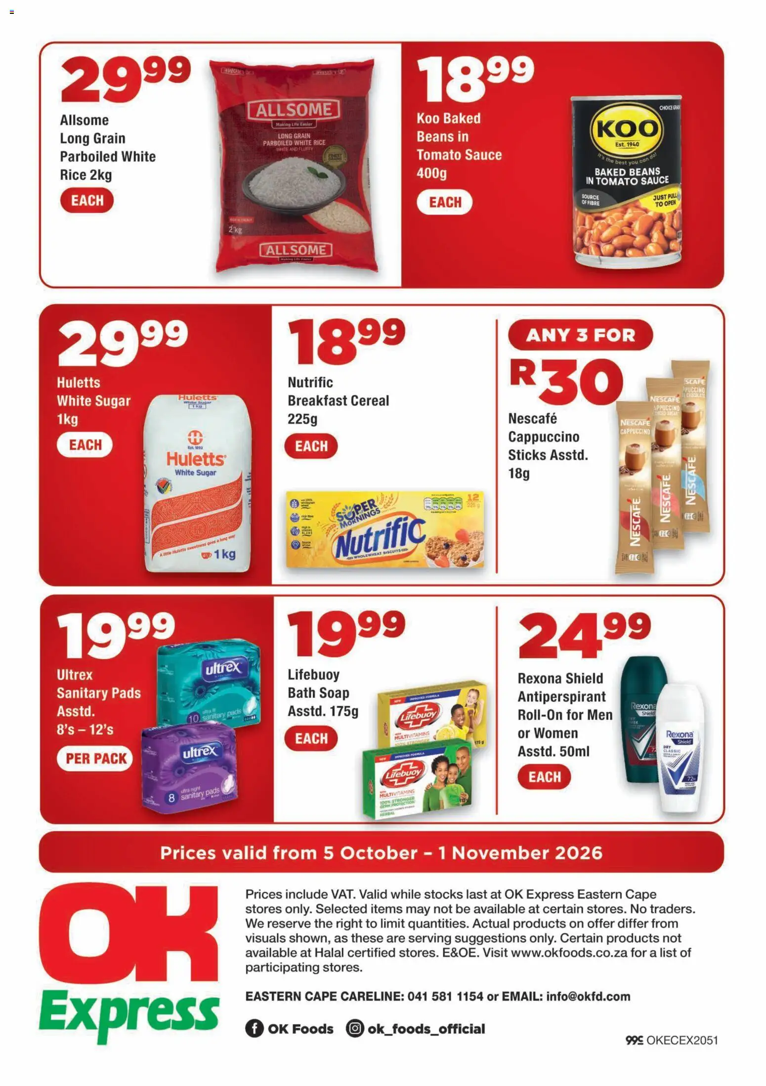 New OK Foods catalogue – valid from 05/10/2026 | Page: 4 | Products: Beans, Soap, Sauce, Sugar