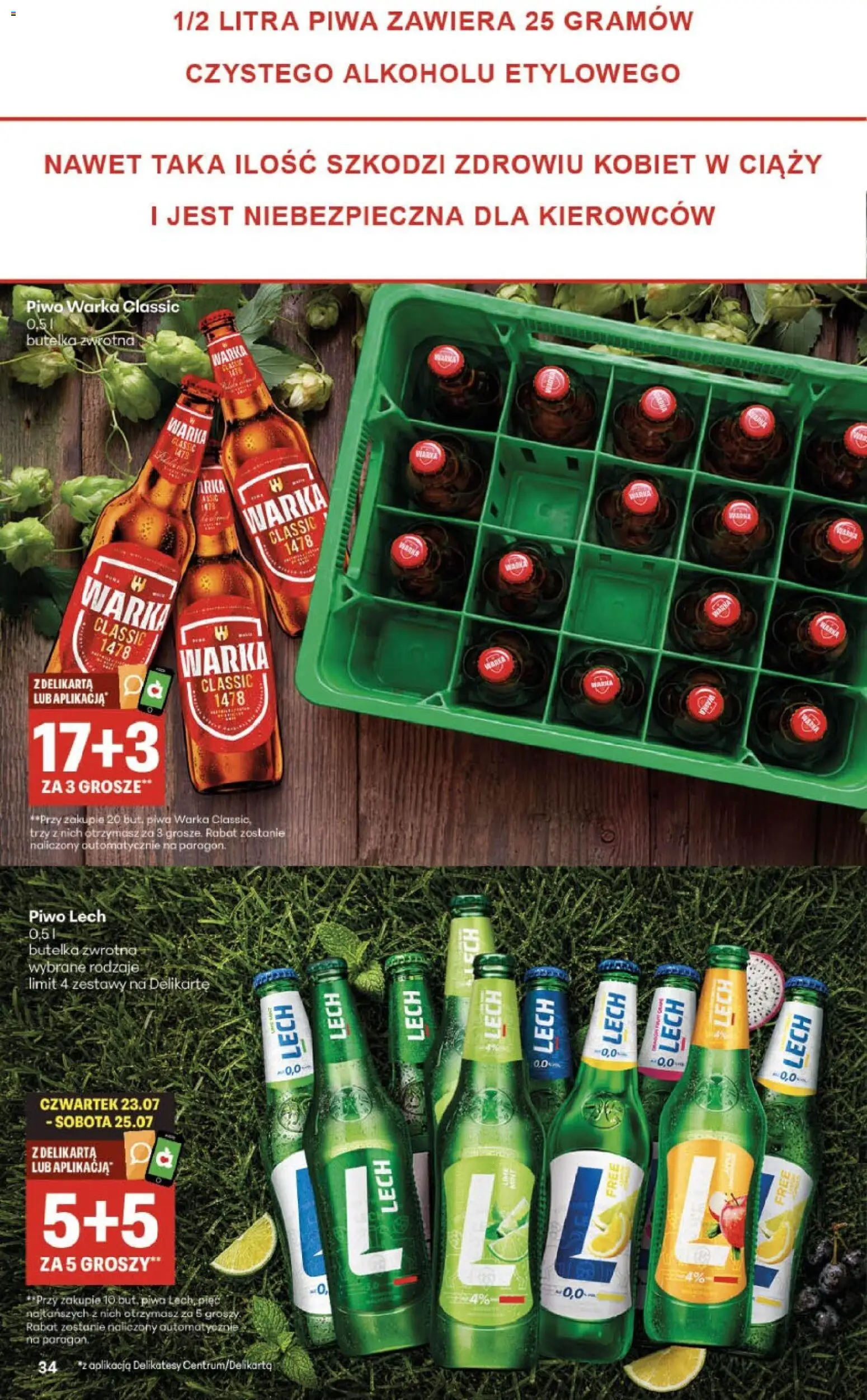 Delikatesy Centrum gazetka - Sklepy Własne od 23.07.2026 | Strona: 34 | Produkty: Delikatesy, Warka, Piwo Warka, Piwo