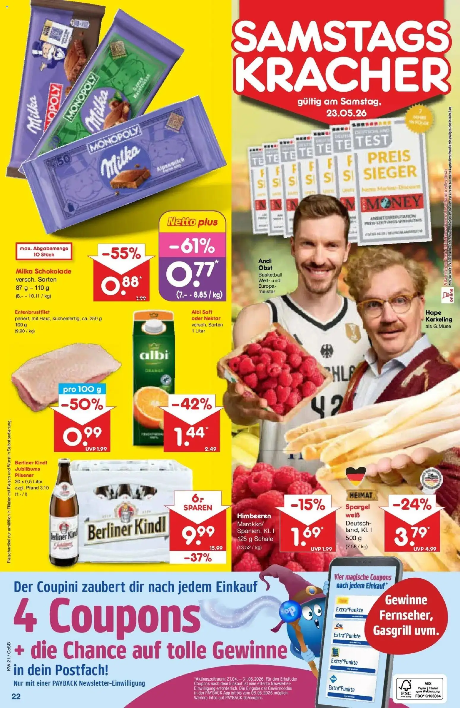 Netto Marken-Discount Prospekt Bitterfeld-Wolfen	 – gültig ab 17.05.2026 | Seite: 24 | Produkte: Spargel, Obst, Wurst, Saft