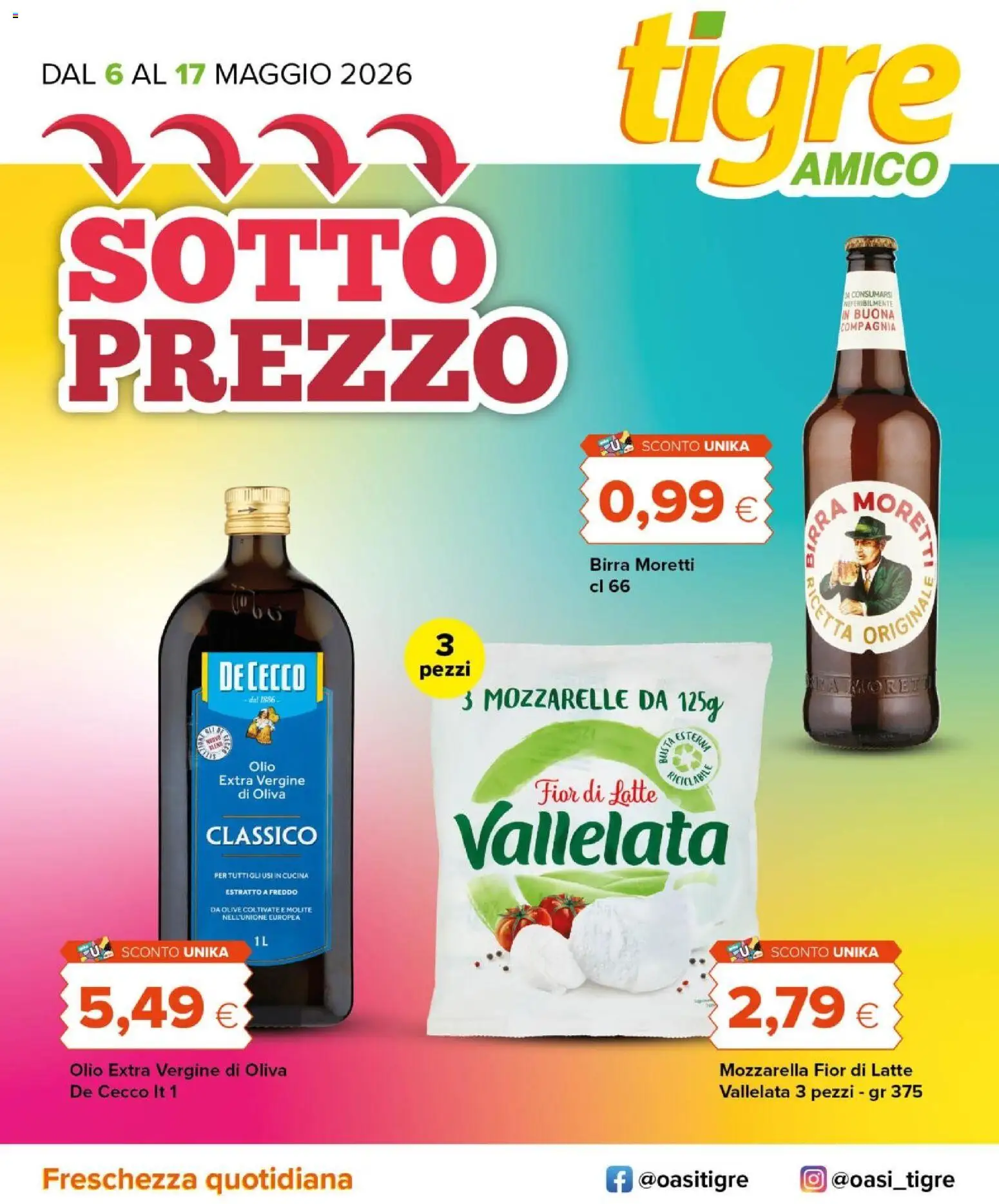 Volantino Tigre del 06.05.2026 | Pagina: 1 | Prodotti: Birra, Mozzarella, Latte, Olio extra vergine