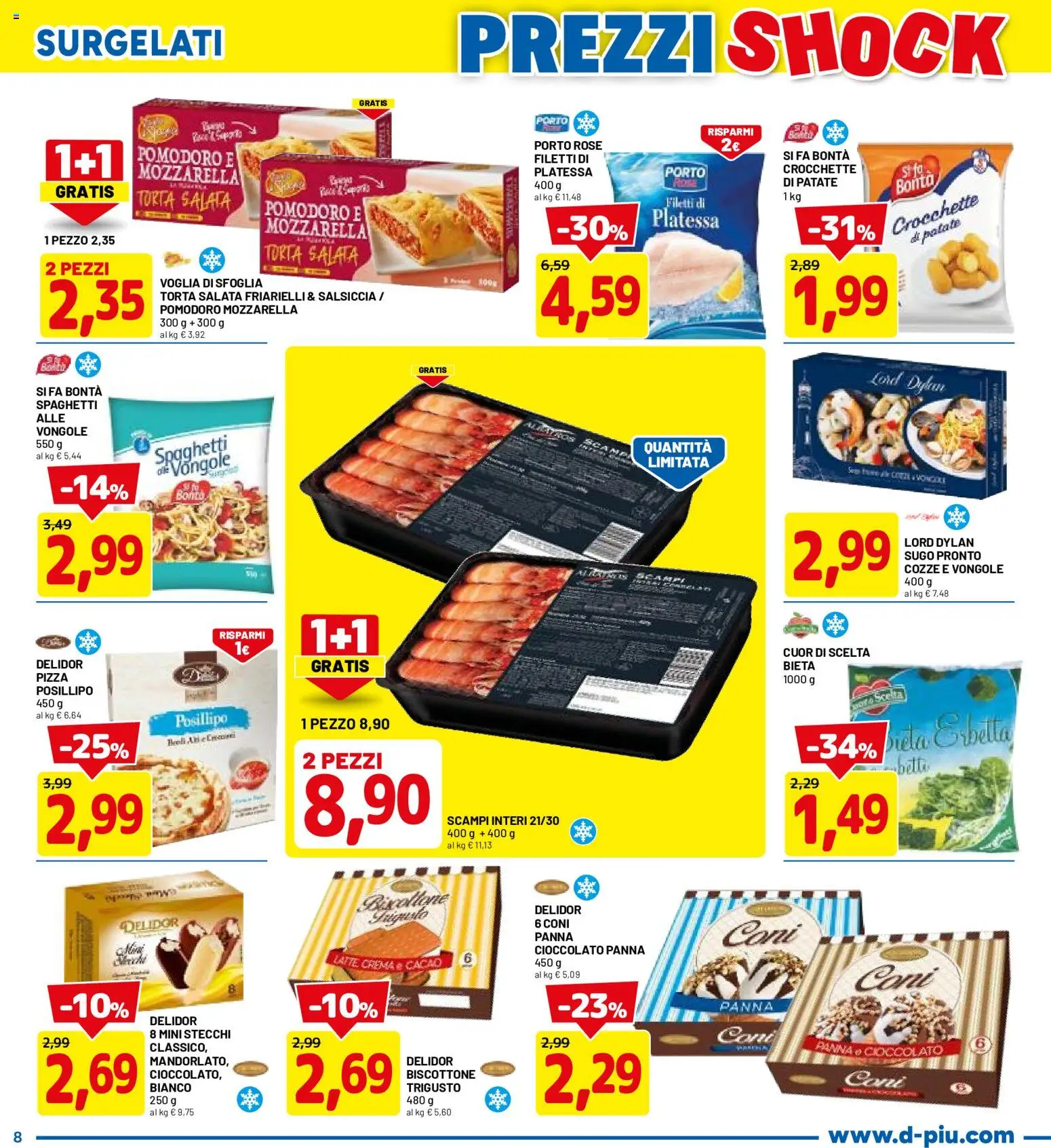 Volantino D Più del 30.04.2026 | Pagina: 8 | Prodotti: Vongole, Mozzarella, Latte, Crocchette