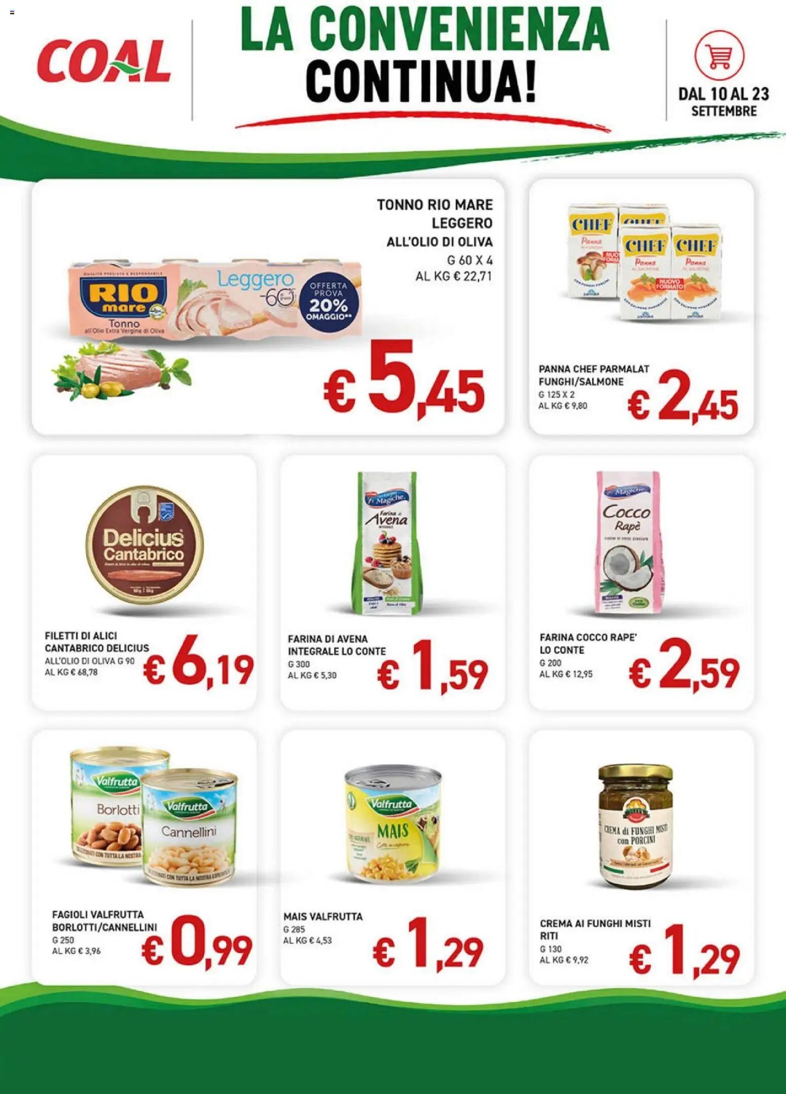 Volantino Coal del 10/09/2026 | Pagina: 6 | Prodotti: Farina, Tonno, Cocco, Mais