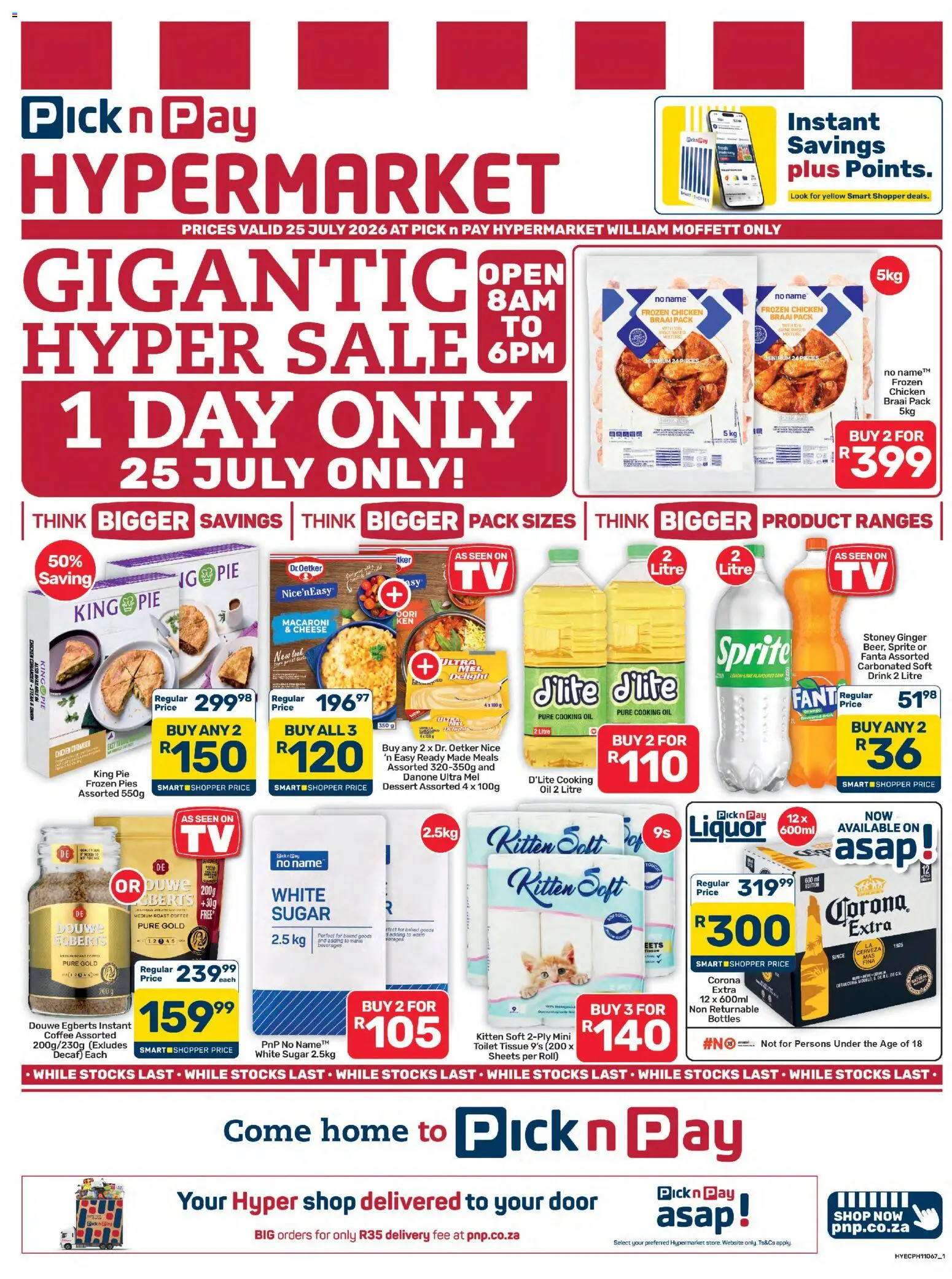 New Pick n Pay catalogue – valid from 25/07/2026 | Page: 1 | Products: Oil, Chicken, Sprite, Stoney