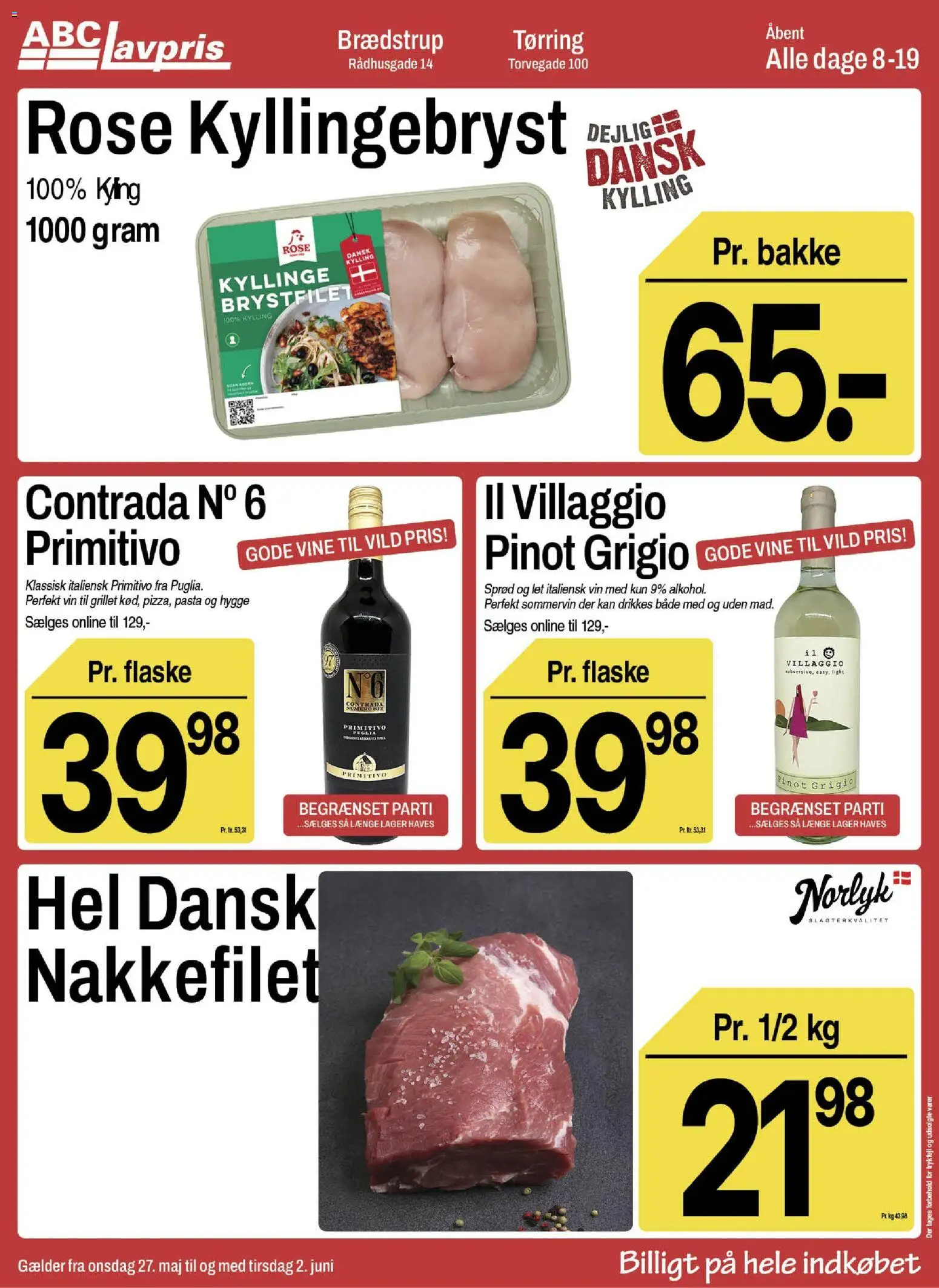 Abc Lavpris tilbudsavis – gyldig fra 27.05.2026 | Side: 8 | Produkter: Vin, Pasta, Nakkefilet