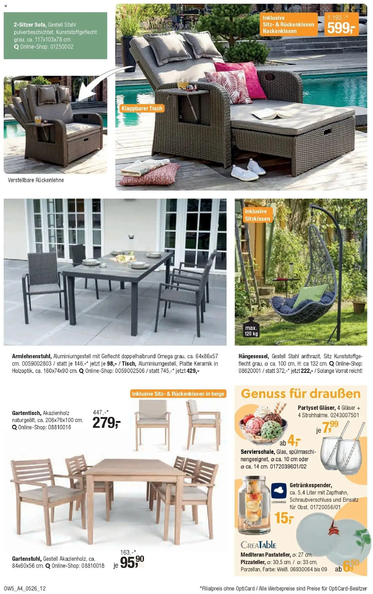 Angebote - DRINNEN & DRAUSSEN Speisen Spezial – gültig ab 28.04.2026 | Seite: 12 | Produkte: Tisch