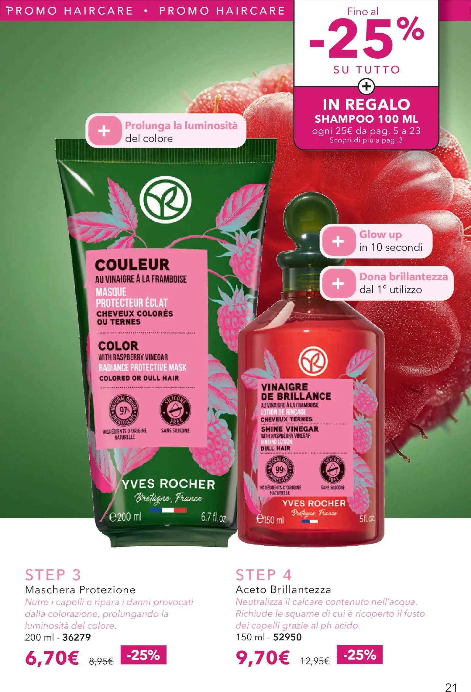 Volantino Yves Rocher del 31/08/2026 | Pagina: 21 | Prodotti: Shampoo, Maschera, Aceto, Silicone