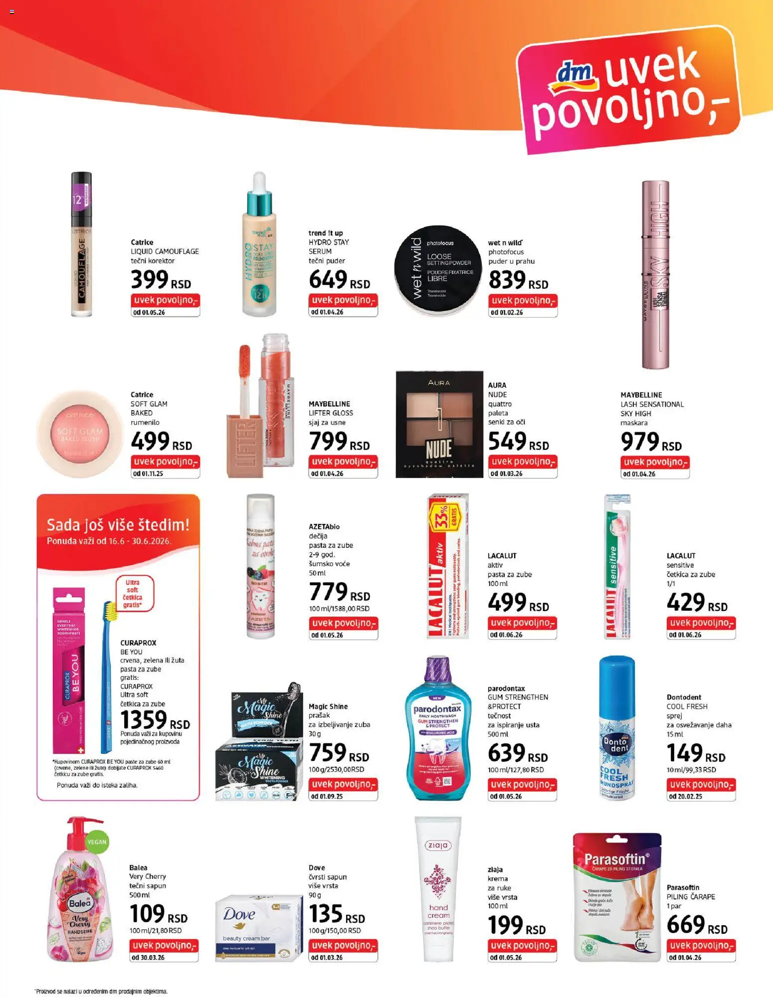 DM Drogerie katalog - važi od 16.05.2026 | Strana: 3 | Proizvode: Puder, Maskara, Parodontax, Četkica za zube