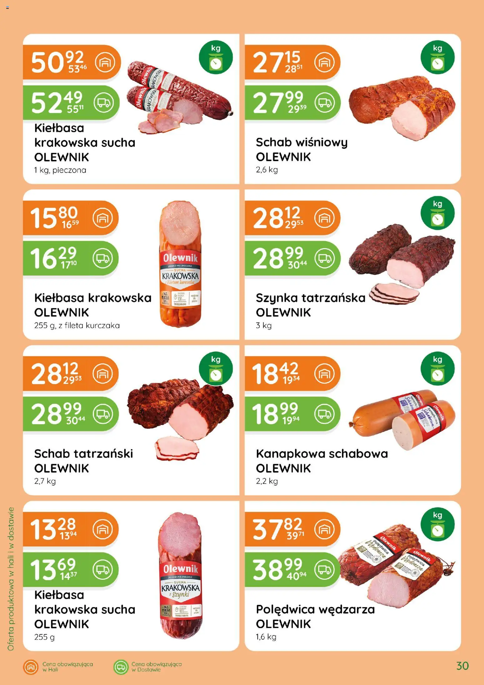 Eurocash gazetka - Katalog Wędlin od 01.10.2026 | Strona: 30 | Produkty: Kiełbasa, Schab, Szynka, Krakowska sucha