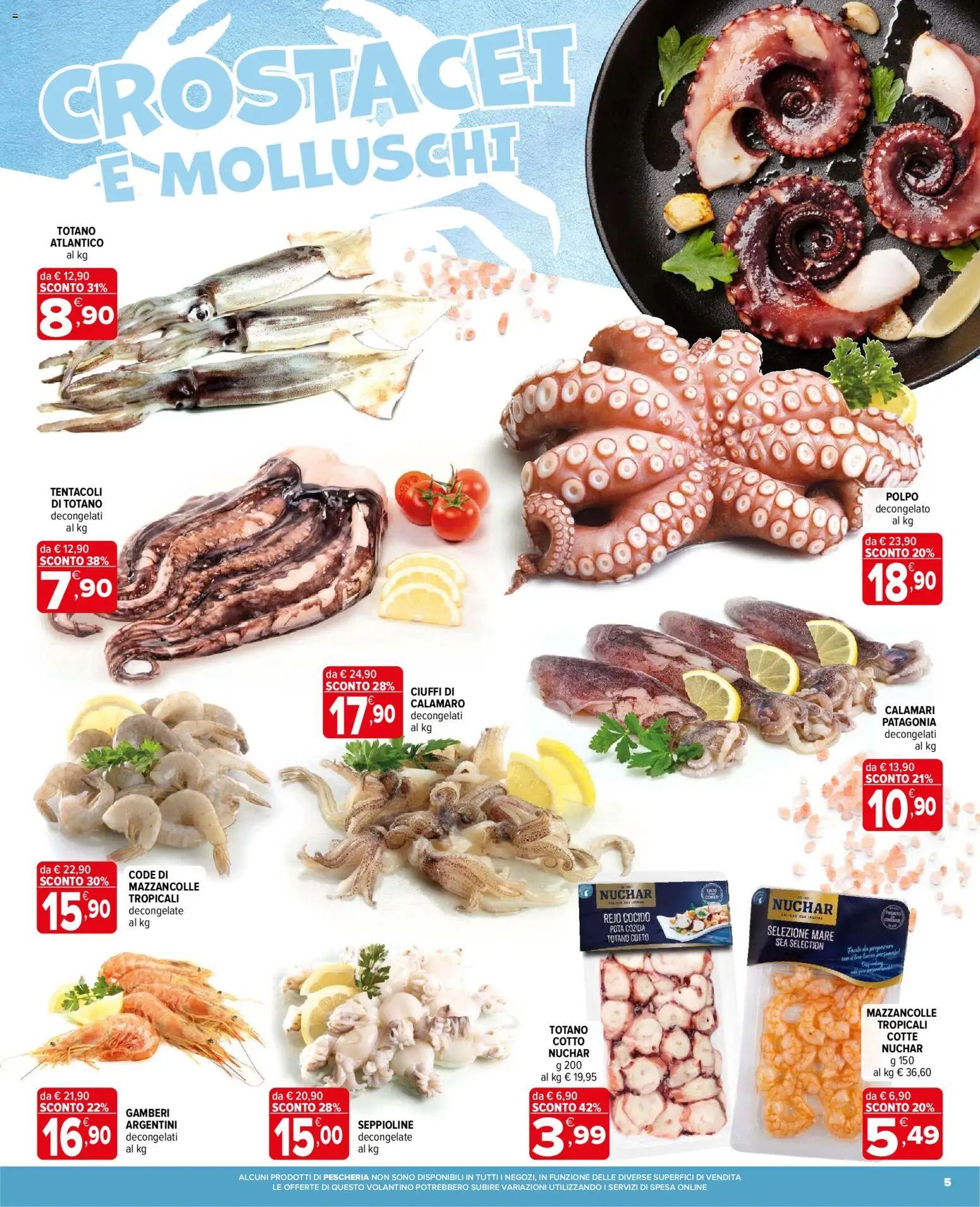 Volantino Iperal del 19/08/2026 | Pagina: 5 | Prodotti: Gamberi, Polpo, Calamari, Totano