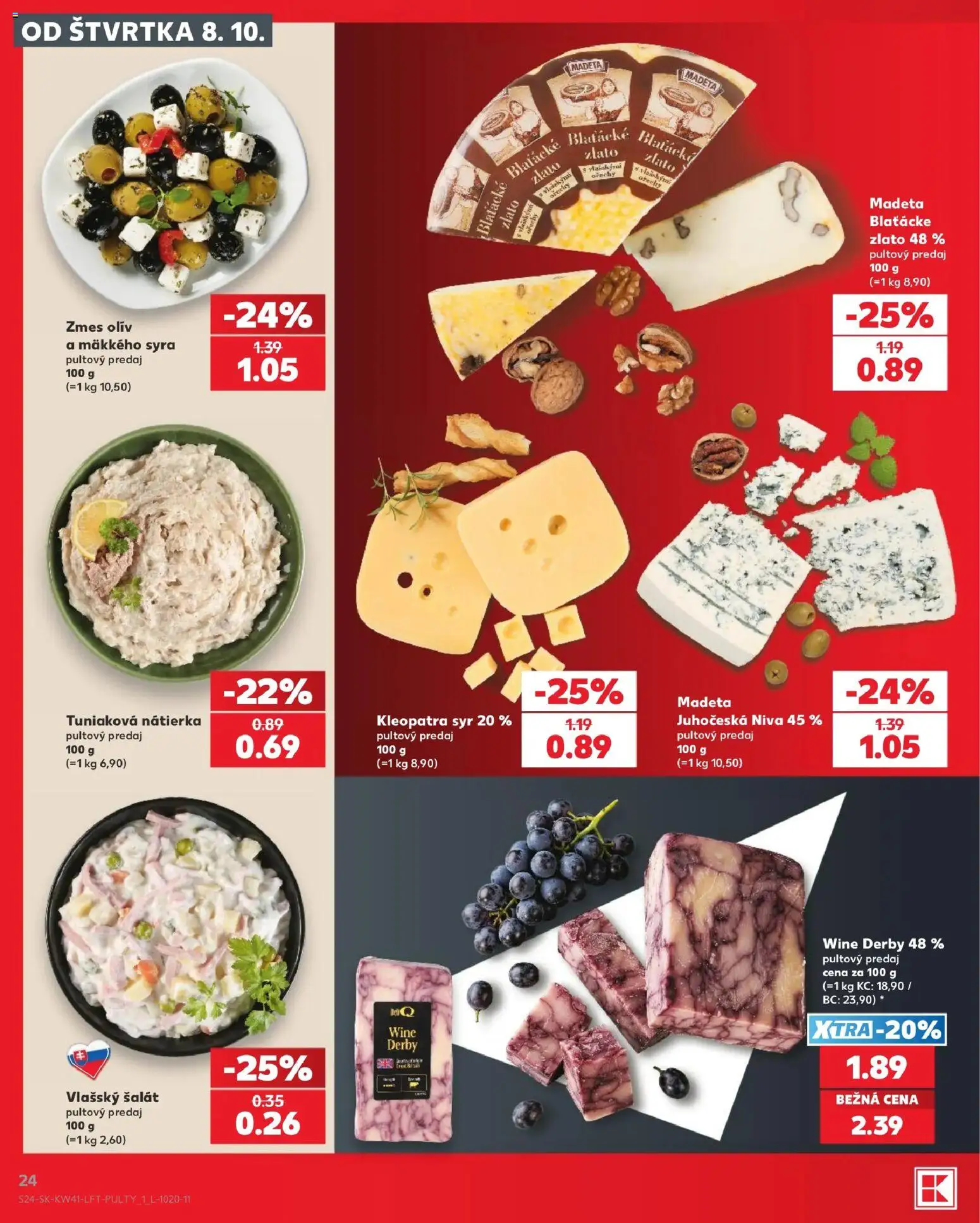 Nové Kaufland akcie – leták je platný od 08.10.2026 | Strana: 24 | Produkty: Syr, Nátierka, Niva, Šalát